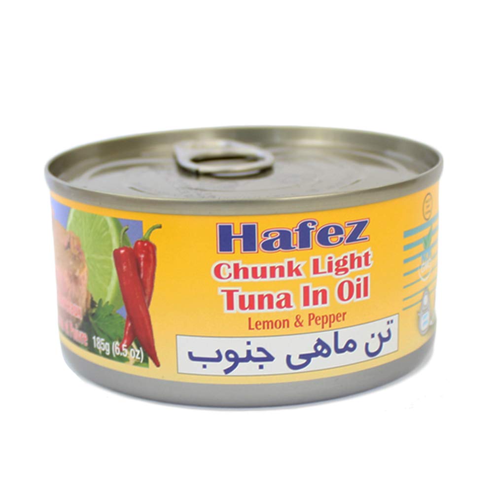 HAFEZ Chunk Light Tuna in Oil with Lemon & Pepper 185g (6.5OZ) - Pack of 48 Cans - Premium Canned Tuna for Salads, Sandwiches & Quick Meals - High Protein, Keto & Paleo Friendly
