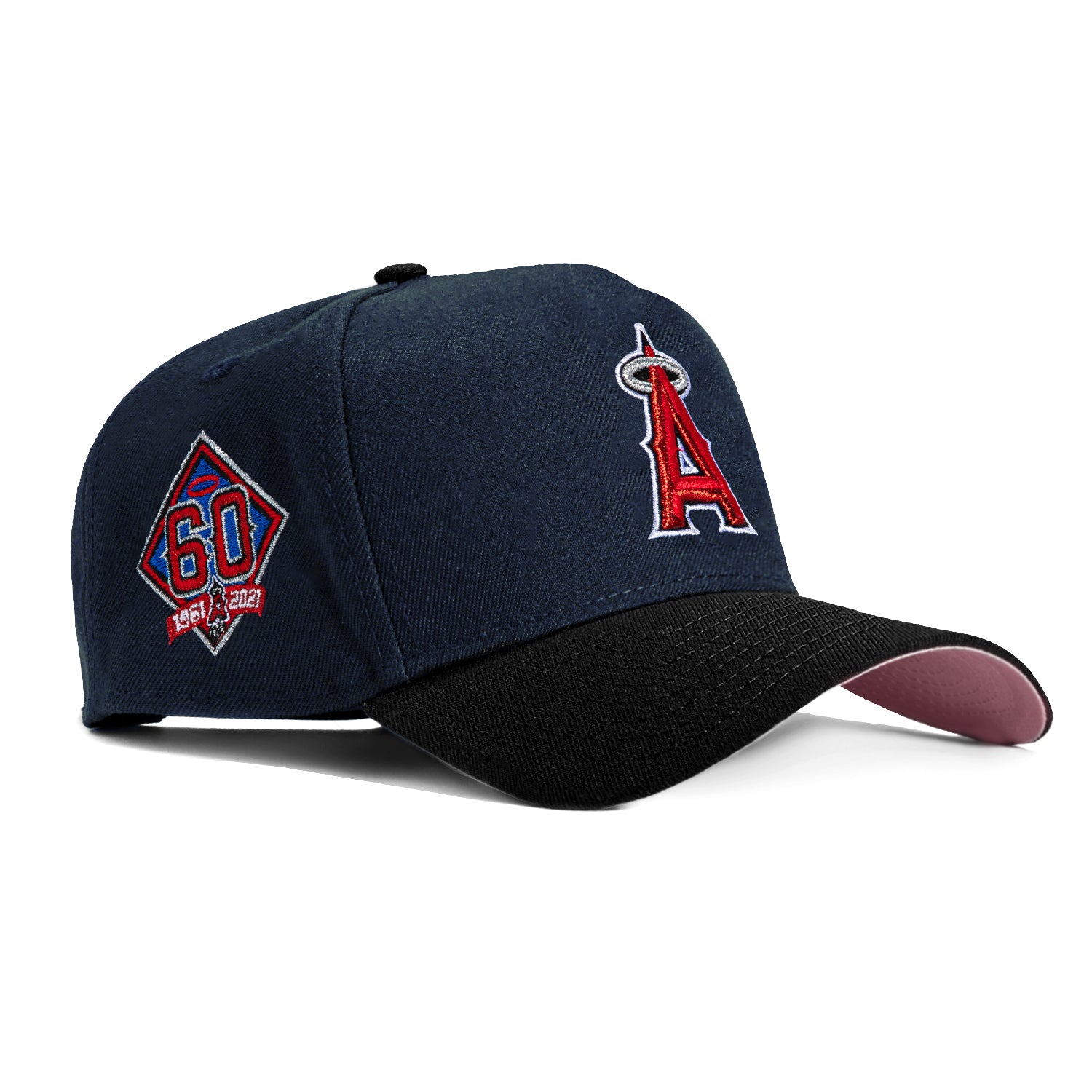 New Era 9Forty A-Frame Los Angeles Angels 60th Anniversary Patch Snapback Hat - Navy & Black - Official MLB Baseball Cap for Men & Women - Perfect for Games, Collecting & Streetwear Fashion