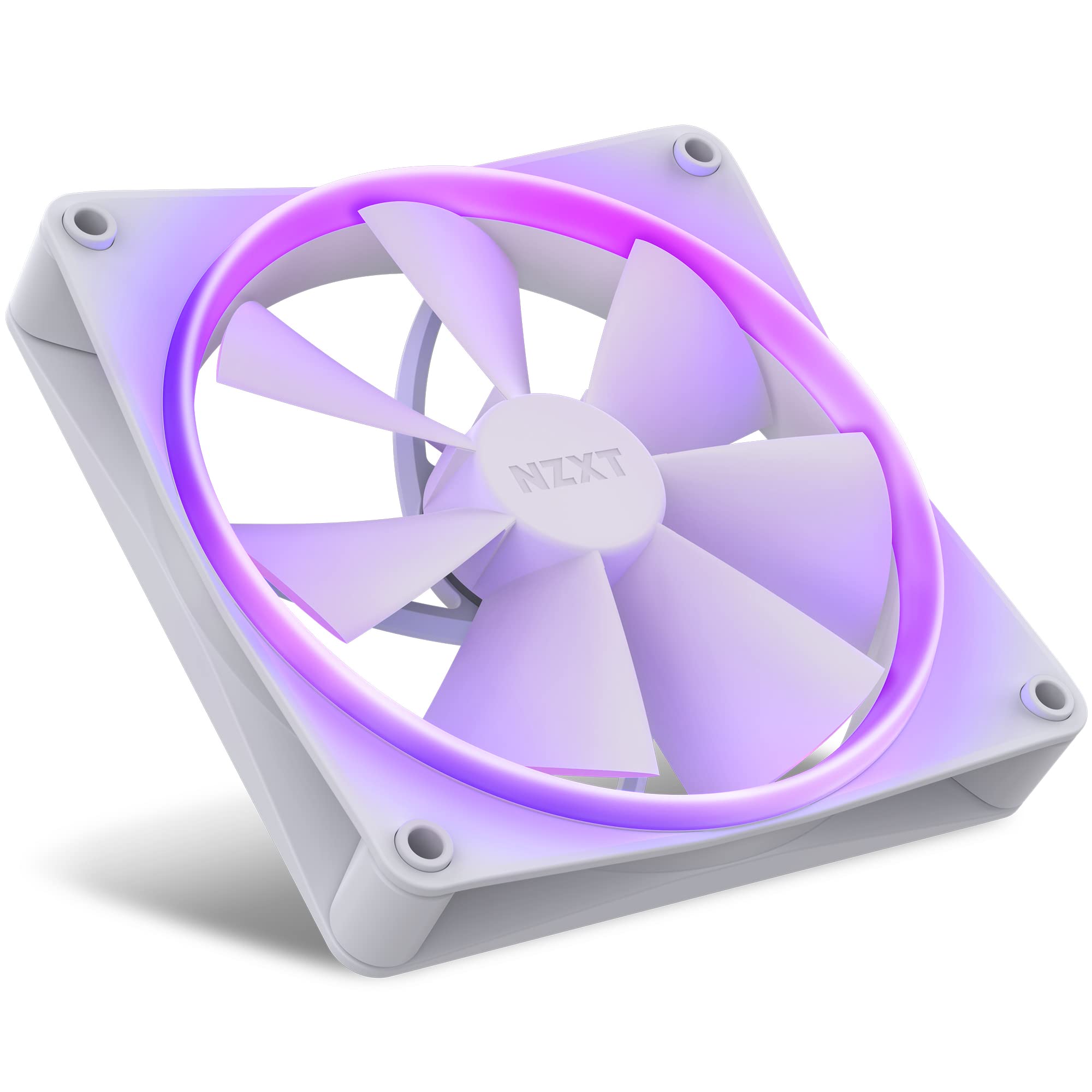 NZXT F140 RGB PC Cooling Fans - 140mm White LED Case Fans with Advanced RGB Lighting & Quiet Operation - Includes Twin Fans & Controller for Gaming PC, Workstation, and Home Office Setup