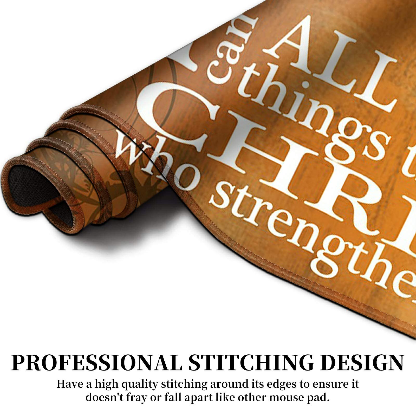 Large Gaming Mouse Pad with Stitched Edge - Extended Desk Mat for Keyboard & Mouse | Inspirational 'I Can Do All Things Through Christ' Quote | Perfect for PC, Laptop, Office & Home Decor | Non-Slip Base & Spill-Proof Coaster Included | Ideal for Gaming, Work & Study Sessions