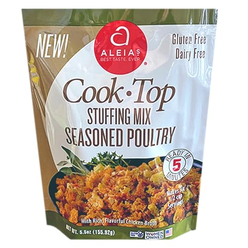 Aleia’s Gluten Free Stovetop Stuffing Mix – Dairy Free, Kosher, Seasoned Poultry – 5.5 oz (Pack of 2) – Perfect for Thanksgiving, Christmas & Holiday Meals