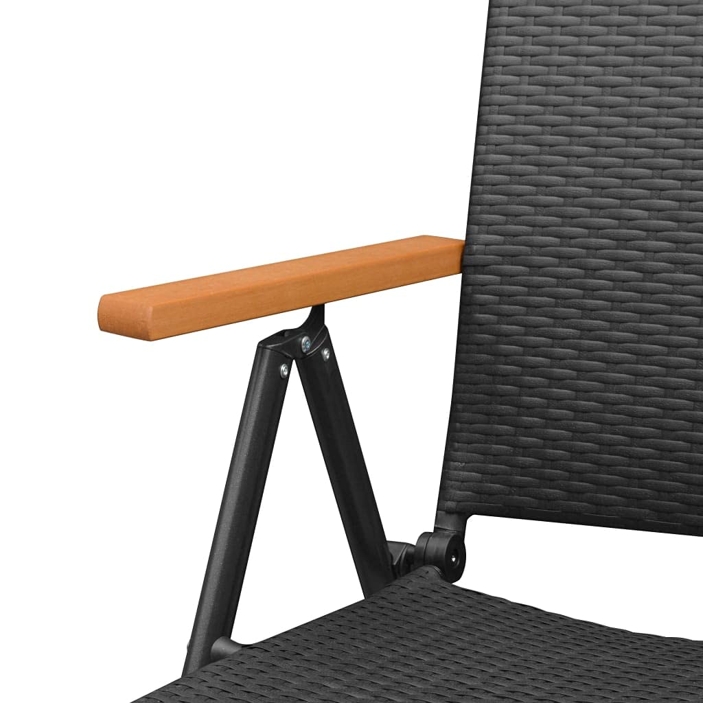 2 Pack Black Poly Rattan Stackable Patio Dining Chairs - Comfortable Arm Chairs & Lounge Chairs for Garden, Poolside, and Outdoor Relaxation