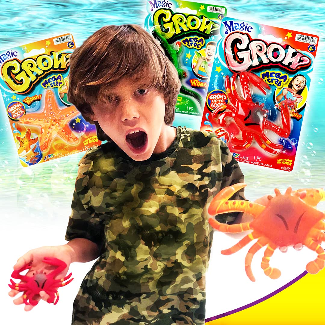 JA-RU Magic Grow Ocean Themed Water Animals (6 Packs Assorted) - Expanding Bath & Pool Toys for Kids, Sea Creature Party Favors, Beach Party Goodie Bags - Perfect for Birthday Parties, Pool Fun, and Summer Water Play