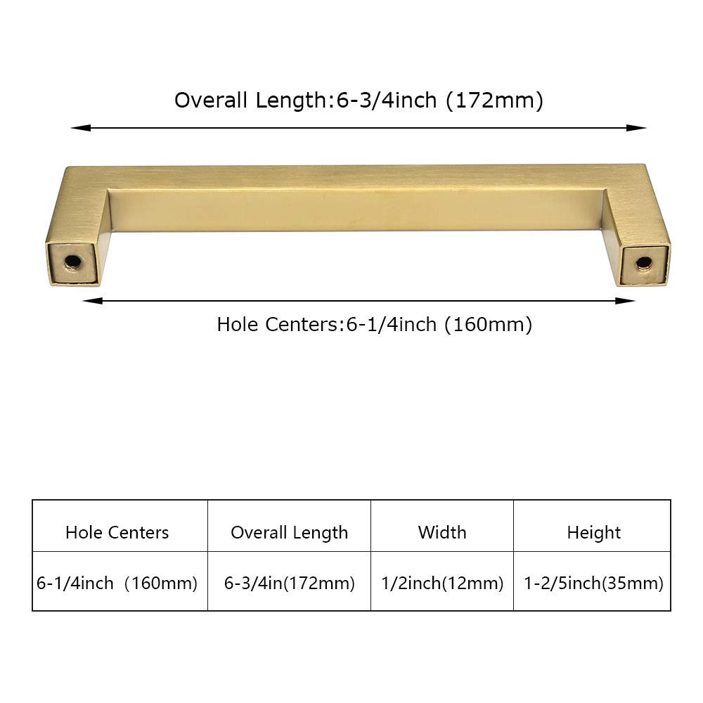 45-Pack Brushed Brass Cabinet Handles & Drawer Pulls - HDJ12GD 6-1/4