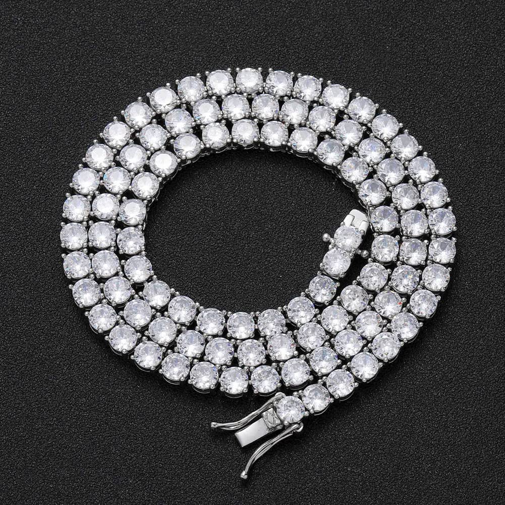 Elegant Tennis Necklace for Women & Men - Cubic Zirconia Fake Diamond Chain Bling - VVS Rhinestone Choker Jewelry for Parties, Weddings & Special Occasions