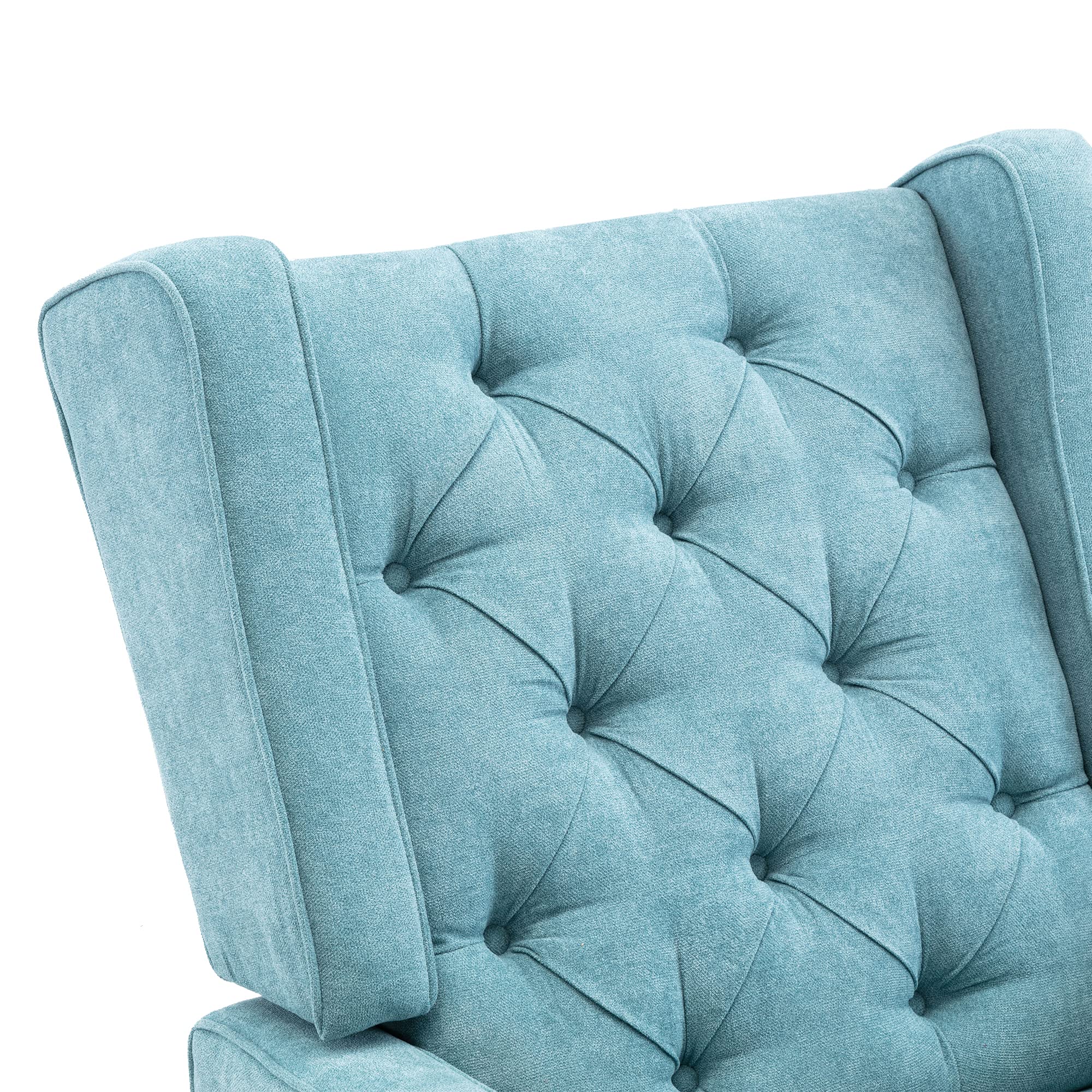 Bellemave Mid Century Modern Accent Chair - Mint Green Upholstered Rocking Chair with Solid Wood Base for Living Room, Nursery & Baby Room | Oversized Wingback Armchair for Relaxing, Nursing & Decor