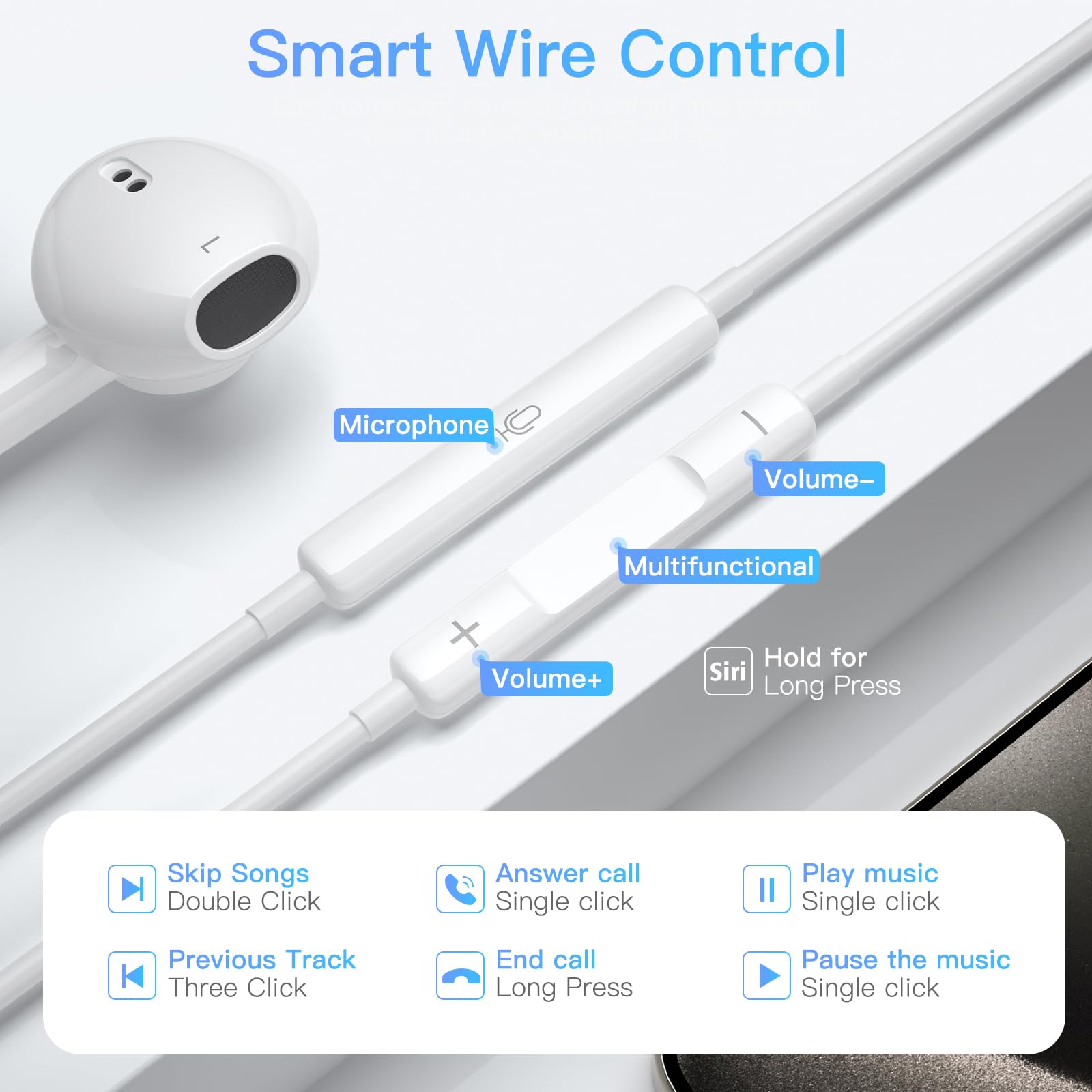 MFi Certified USB C Wired Headphones for iPhone 16 Pro Max/16 Pro/16 Plus/15 - HiFi Stereo Earbuds with Mic & Volume Control - Perfect for Music, Gaming & Video Calls on iPhone & iPad Pro