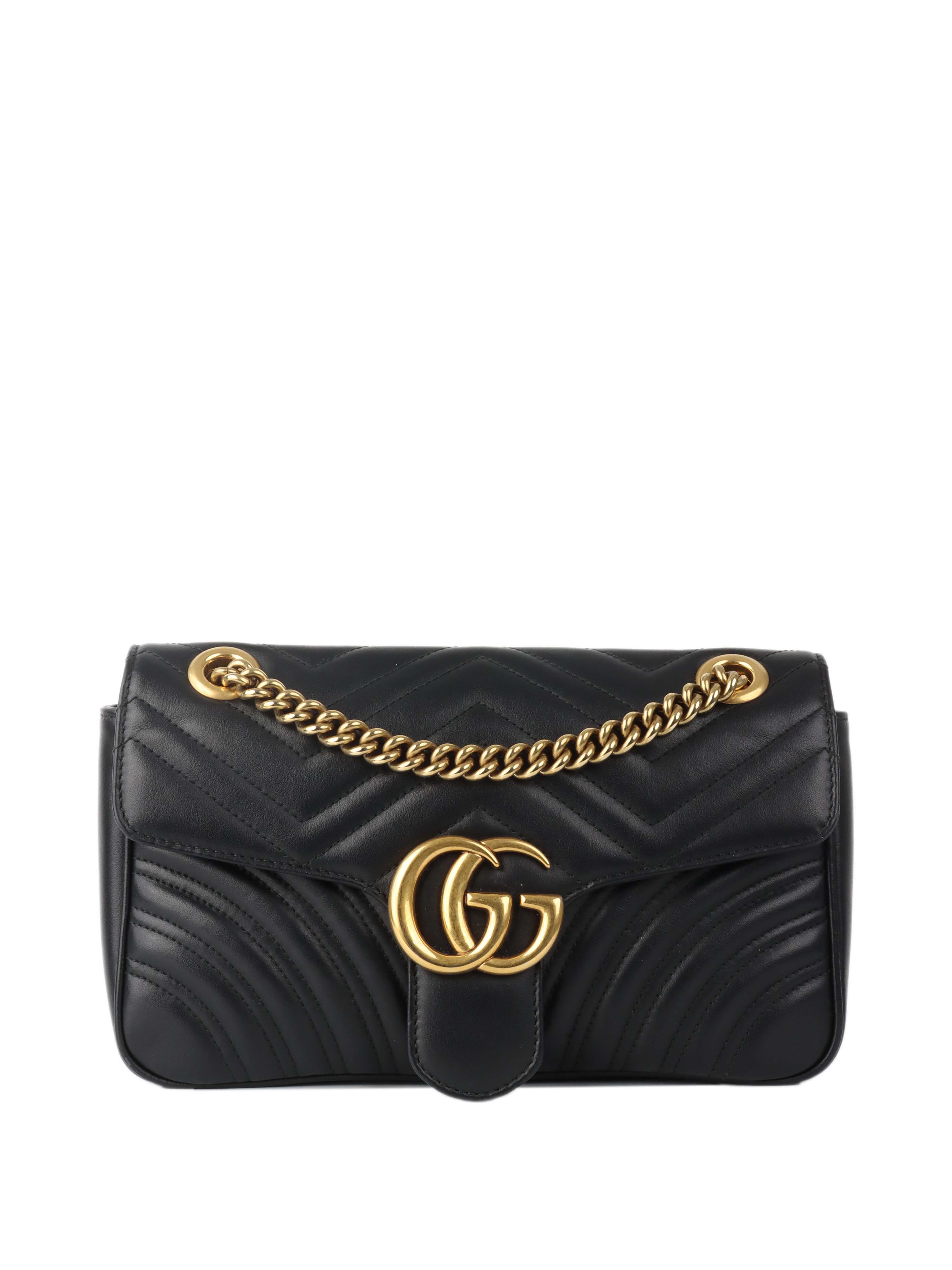 Gucci Black Small Marmont Shoulder Bag for Women - Luxury Leather Crossbody Purse with Chain Strap, Perfect for Date Night & Evening Events