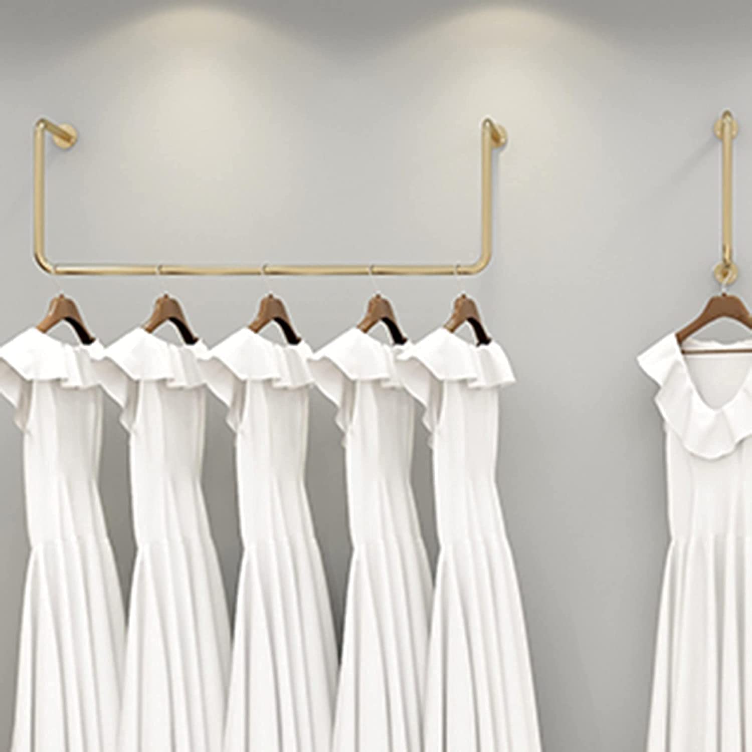 Wall-Mounted Clothes Rail - Heavy Duty Metal Drying Rack & Coat Hanger - Industrial Detachable Clothing Display Rack for Laundry Room, Bedroom, or Retail Store Display