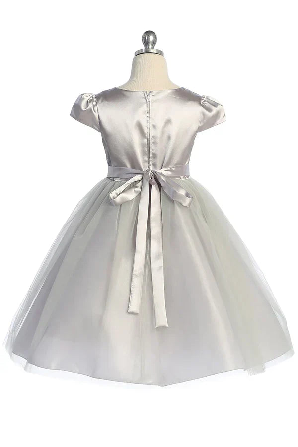 Elegant Plus Size Cap Sleeve Satin Tulle Dress for Women - Waistline Trim Design - Sizes 16.5 to 20.5 - Perfect for Weddings, Parties & Special Occasions