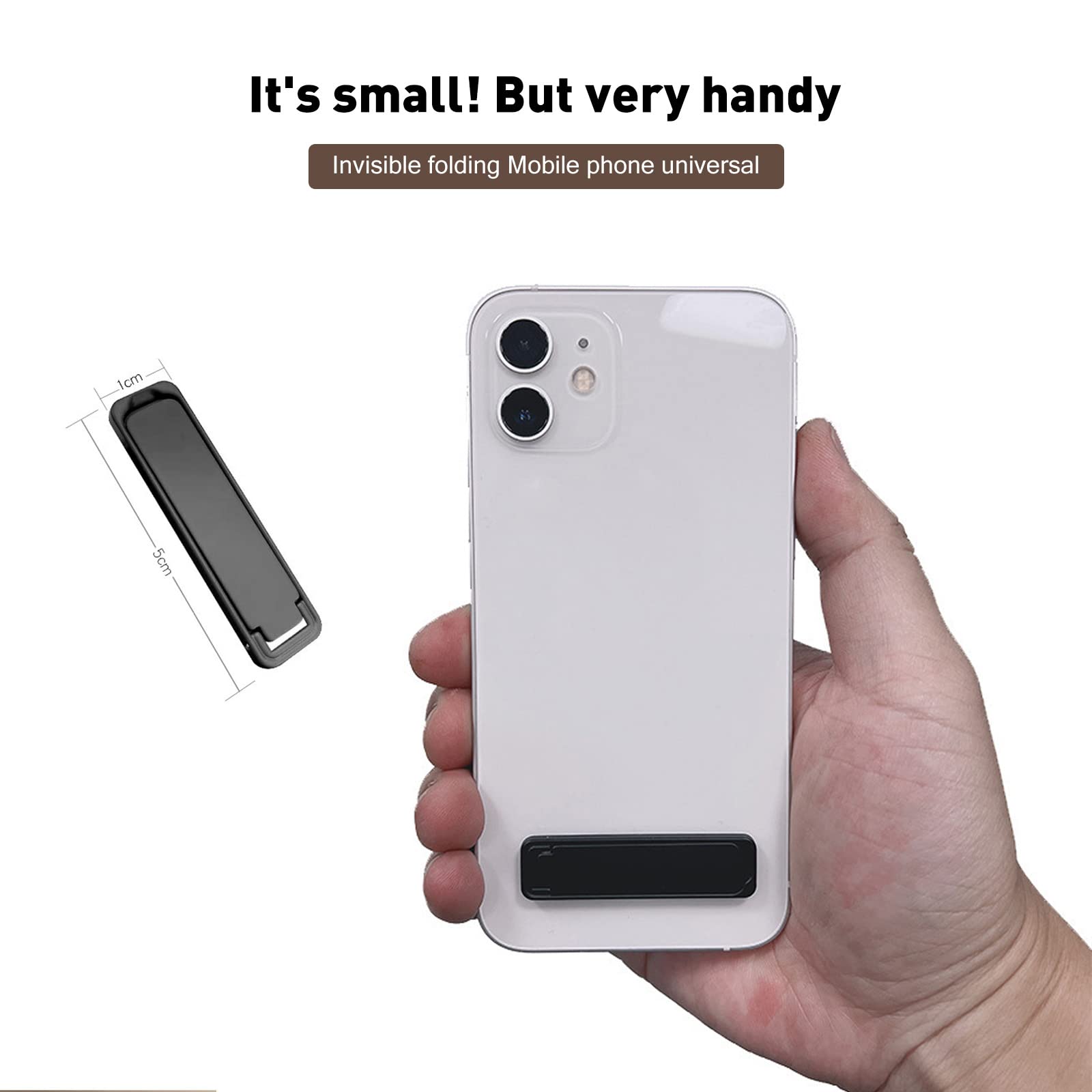 2 Pack Mini Phone Kickstand - White Baking Paint Folding Invisible Metal Phone Stand Holder for Desk | Portable Cell Phone Stand for Watching Videos, Gaming & Video Calls