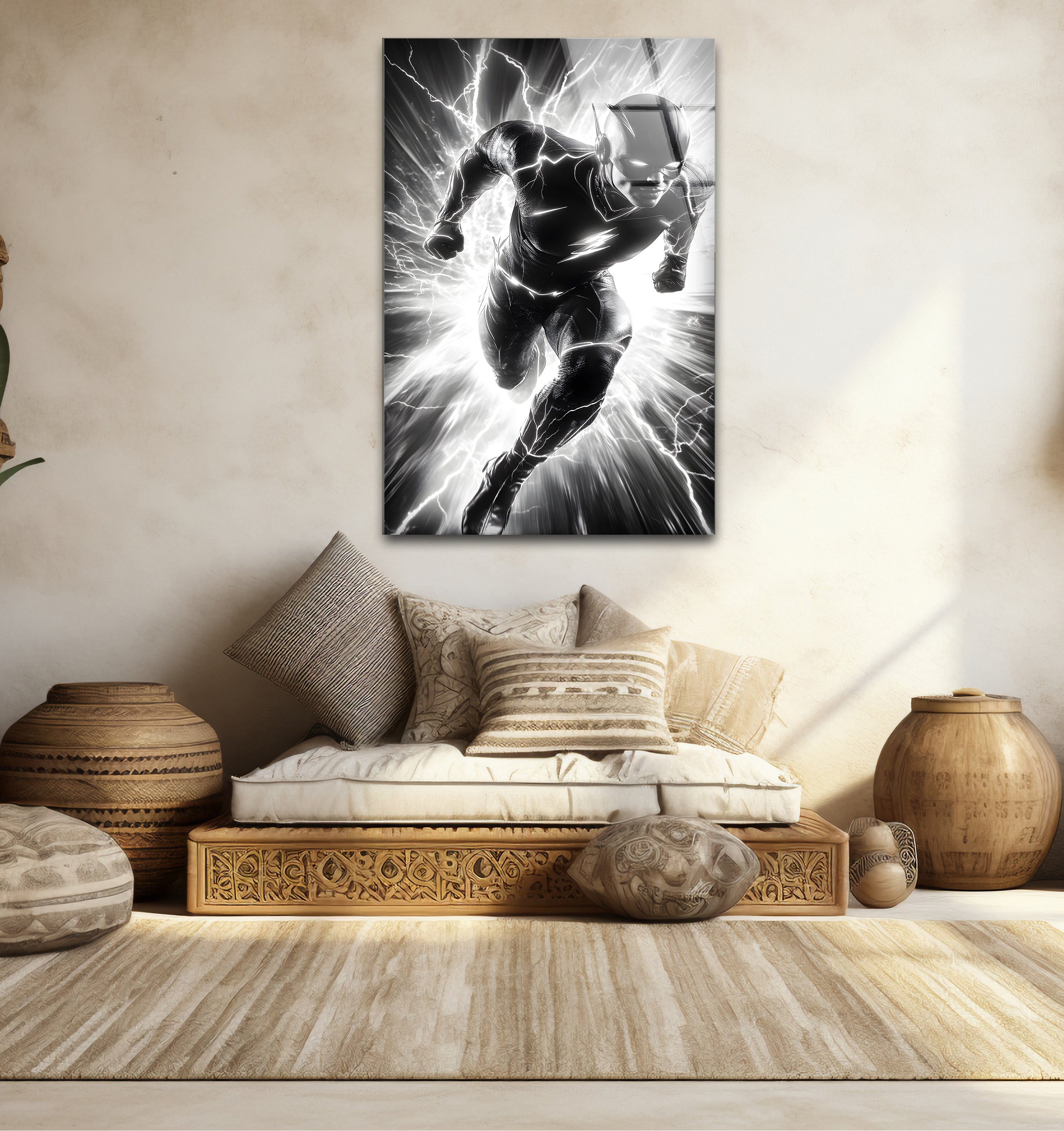 Black and White Flash Glass Wall Art - Modern Abstract Home Decor for Living Room, Bedroom & Office - Perfect for Gifts and Interior Design