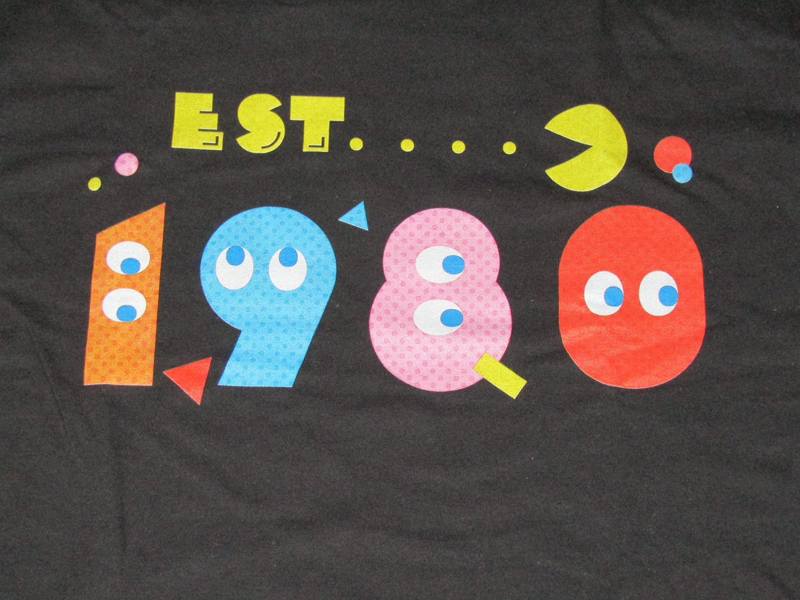 **Bioworld Pacman Ghost Crew Men's Black Long Sleeve T-Shirt | Retro 1980s Gaming Tee | Casual Wear & Gamer Gifts**