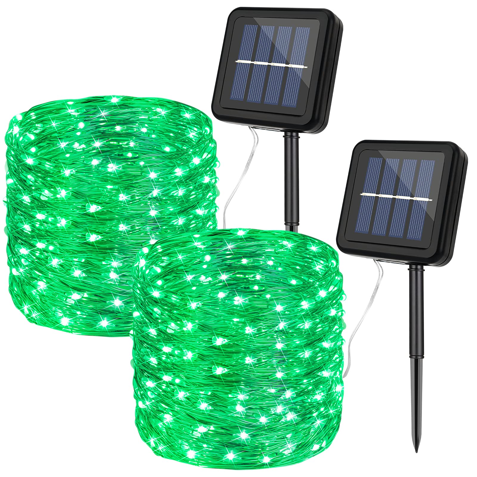 2 Pack Solar String Lights Outdoor Waterproof - 36FT 100 LED Fairy Lights with 8 Modes & Copper Wire - Perfect for Patio, Yard, Garden, Christmas, Wedding Decorations (Green) - Create Magical Ambiance for Evenings & Special Events