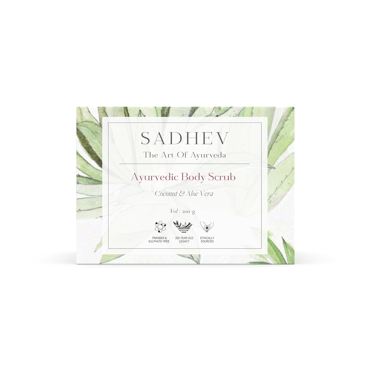 Natural Ayurvedic Coconut & Aloe Vera Body Scrub - Exfoliates Dead Skin Cells, Deep Cleans Pores, Brightens Skin Tone | Perfect for Dry Skin, Pre-Shave & Post-Tanning Care