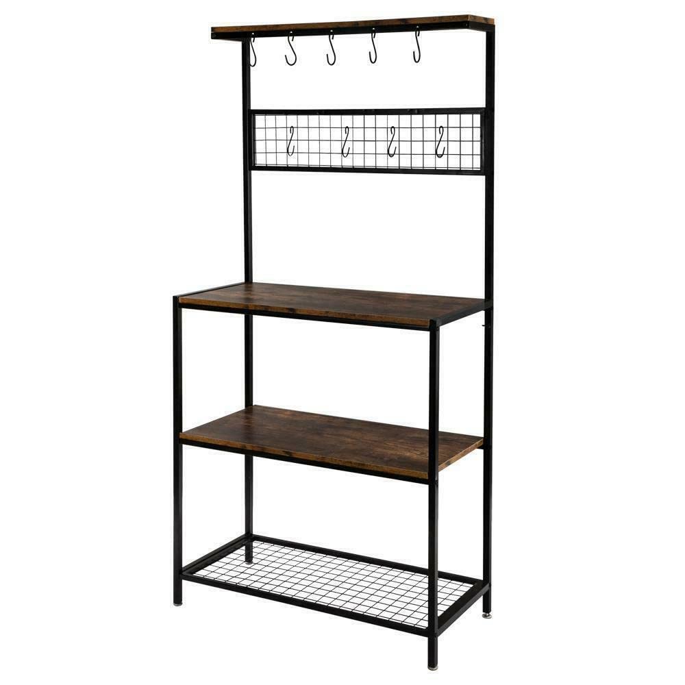3-Tier Microwave Organizer Stand - Durable Kitchen Storage Rack for Pots, Bowls & Utensils | Space-Saving Microwave Cart with Fabric Shelves | Perfect for Small Kitchens, Dorms & Apartments