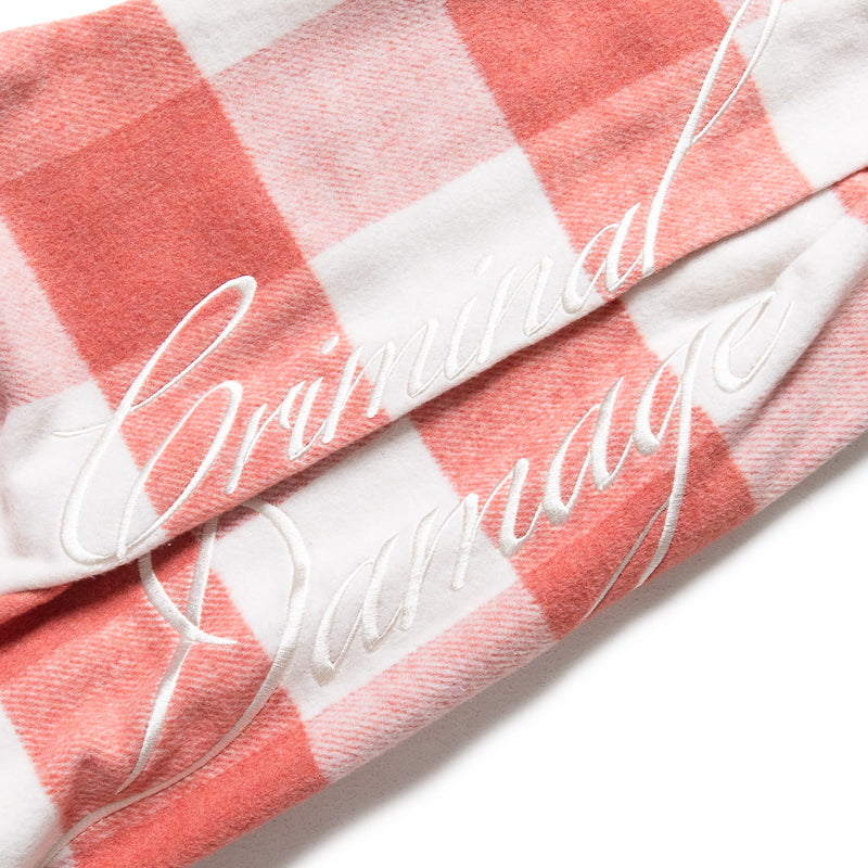 Criminal Damage Embroidered Sleeve Check Shirt - Pink/Ecru Plaid Shirt for Men | Punk Fashion, Streetwear & Casual Outfits