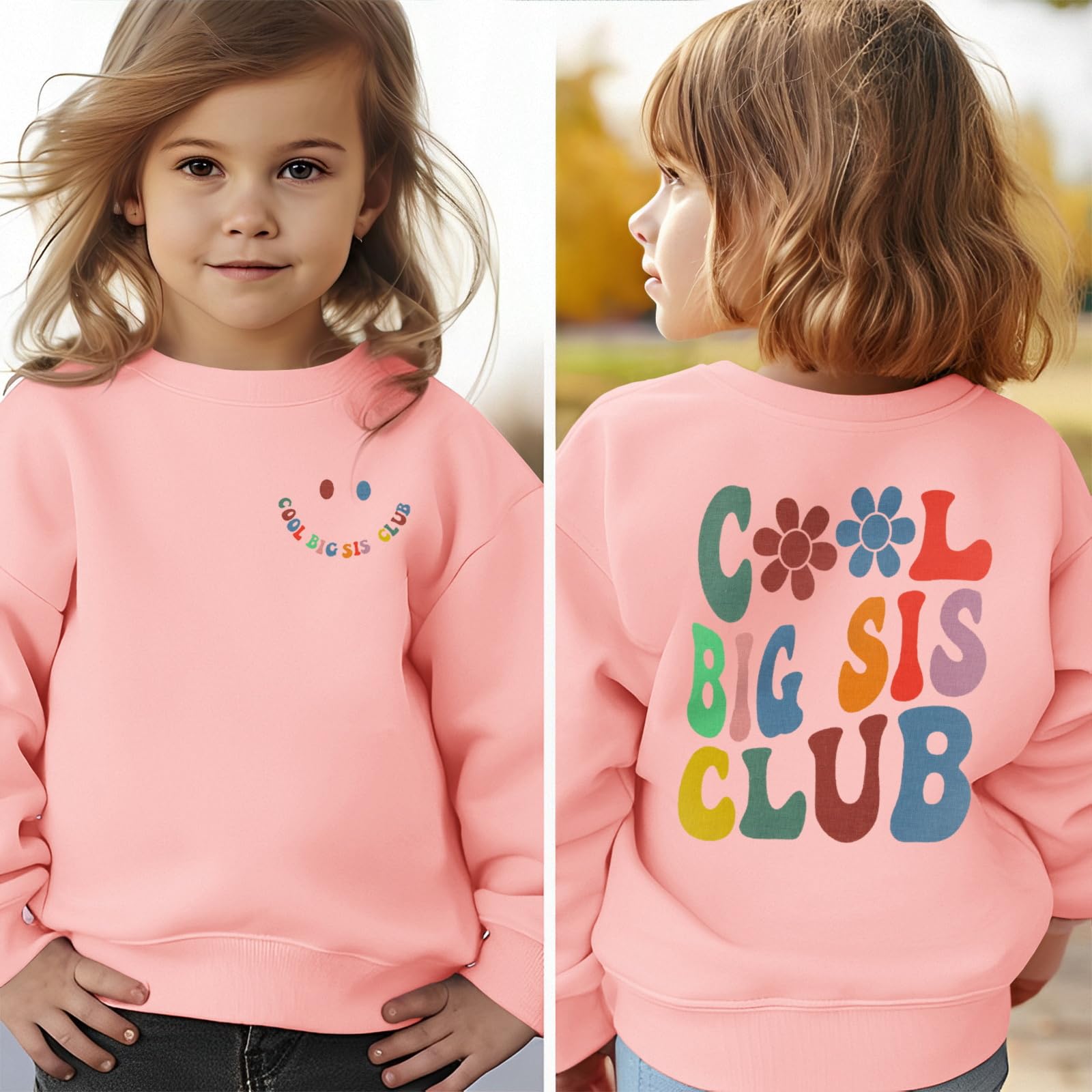 Big Sister Sweatshirt for Toddler Girls - Cute Long Sleeve Shirt for Baby Announcement & Sibling Matching Outfit - Perfect for Gender Reveal, Newborn Photos & Family Events