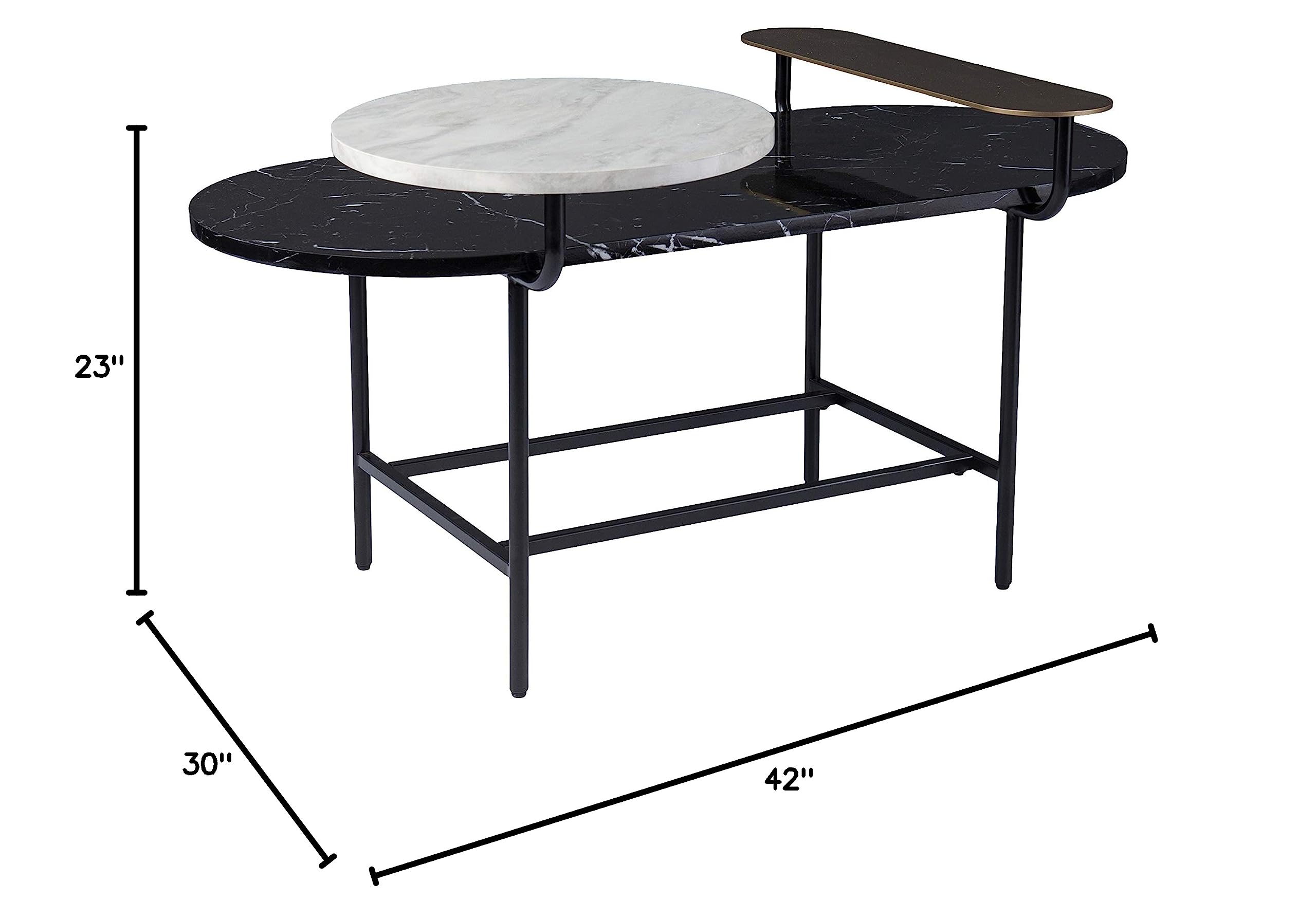 SEI Furniture Arcklid Cocktail Table - Modern Black and Gold Coffee Table for Living Room, Lounge, Home Decor | Stylish Center Table for Small Spaces, Apartments & Condos