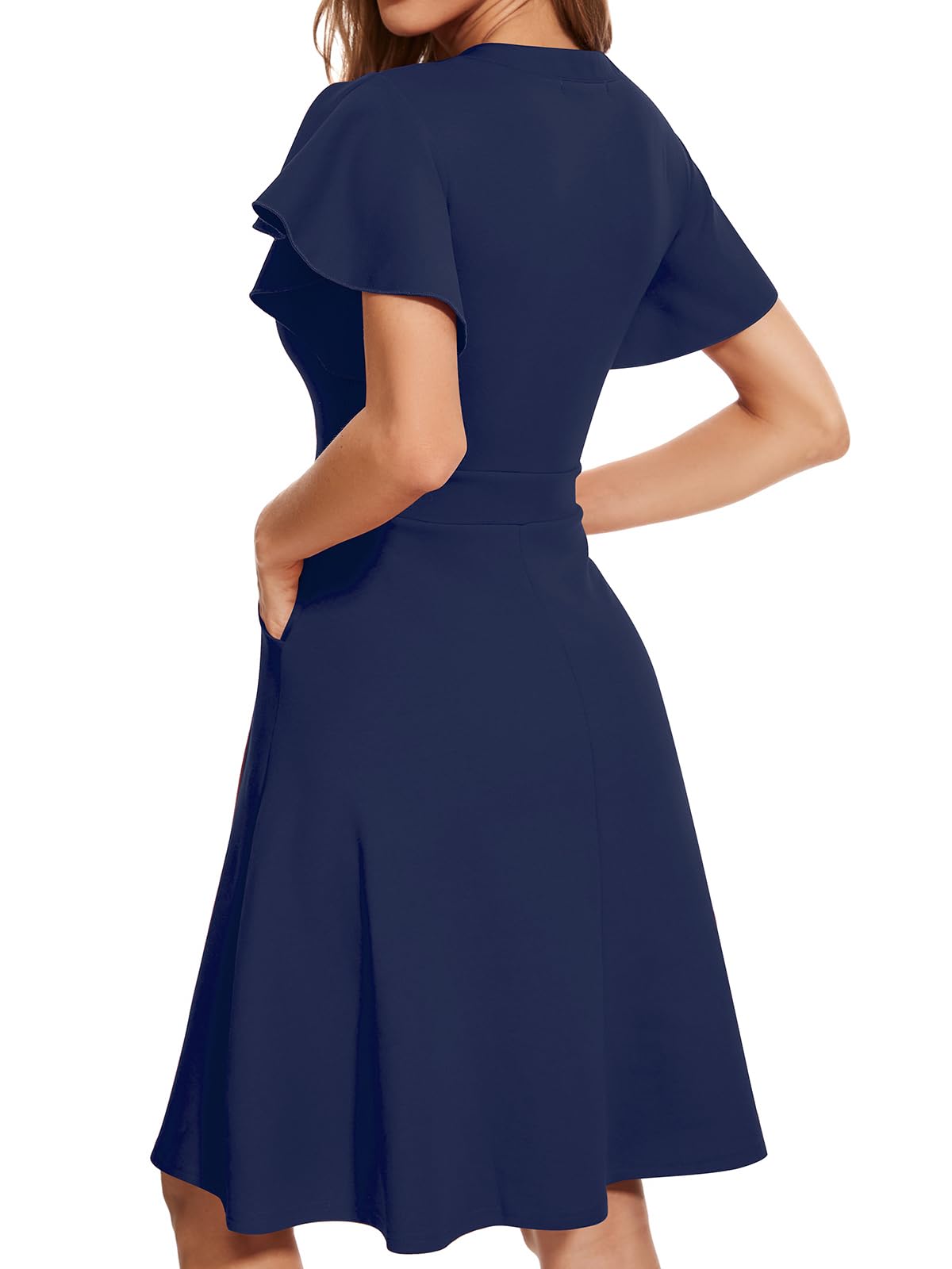YATHON Women's Cocktail Dresses 2024 - Elegant Semi-Formal Fit & Flare Dress with Pockets for Wedding Guest, Party, Summer Events