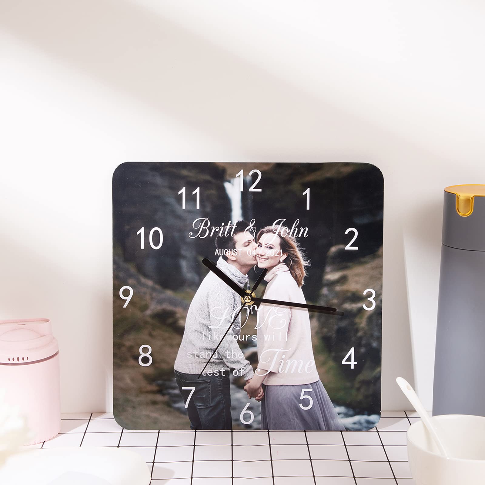 Personalized Photo Frame Wall Clock - Custom Family Picture Clock with Your Photo, Logo or Design - Perfect for Home, Office & Living Room Decor - Unique Gift Idea for Birthdays, Anniversaries & Housewarming (1 Photo Included)