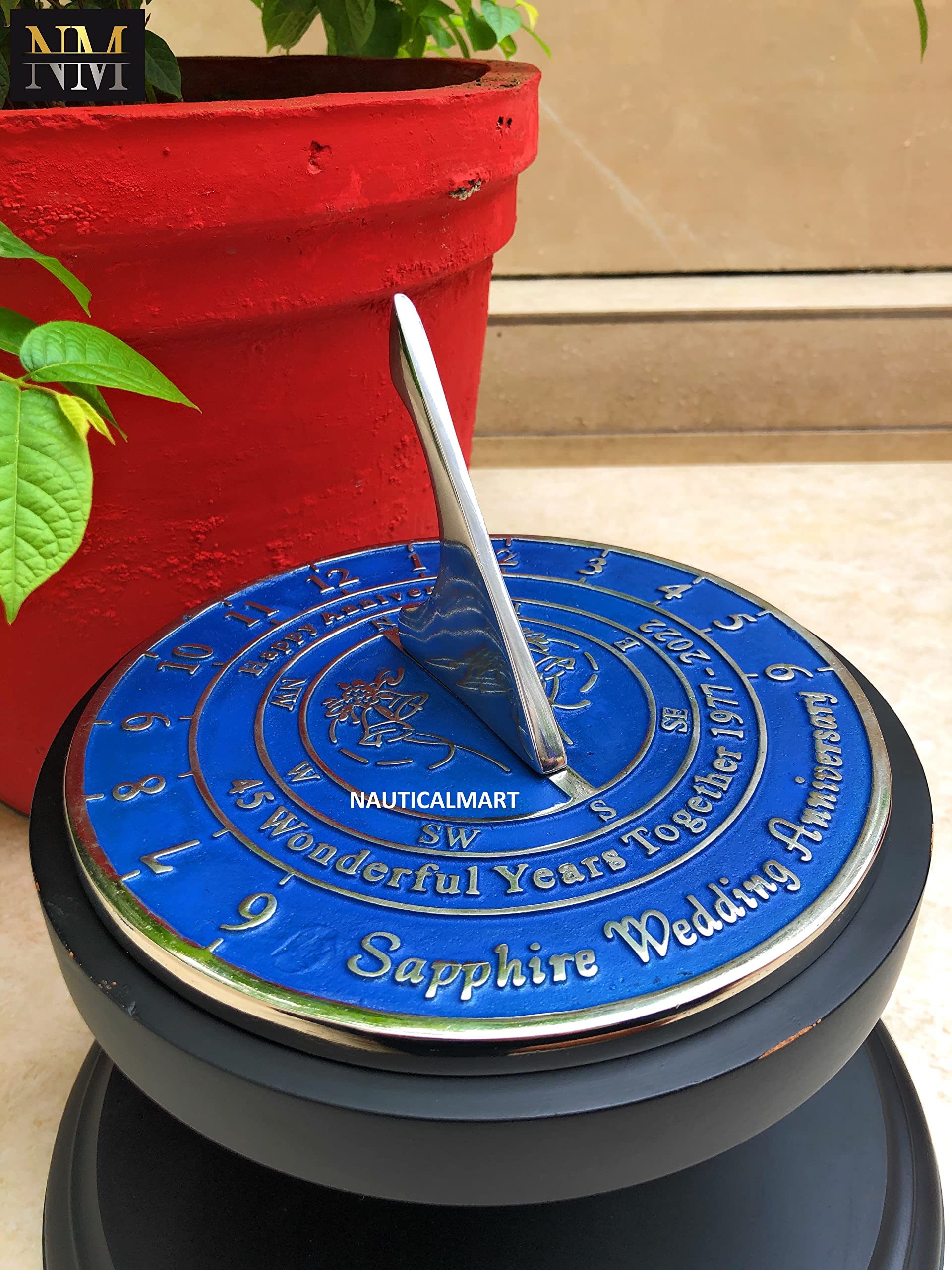 Sapphire Sundial Anniversary Gift for Couples - Elegant Nautical-Themed Wedding Keepsake for Beach Weddings, Outdoor Ceremonies & Romantic Gifts