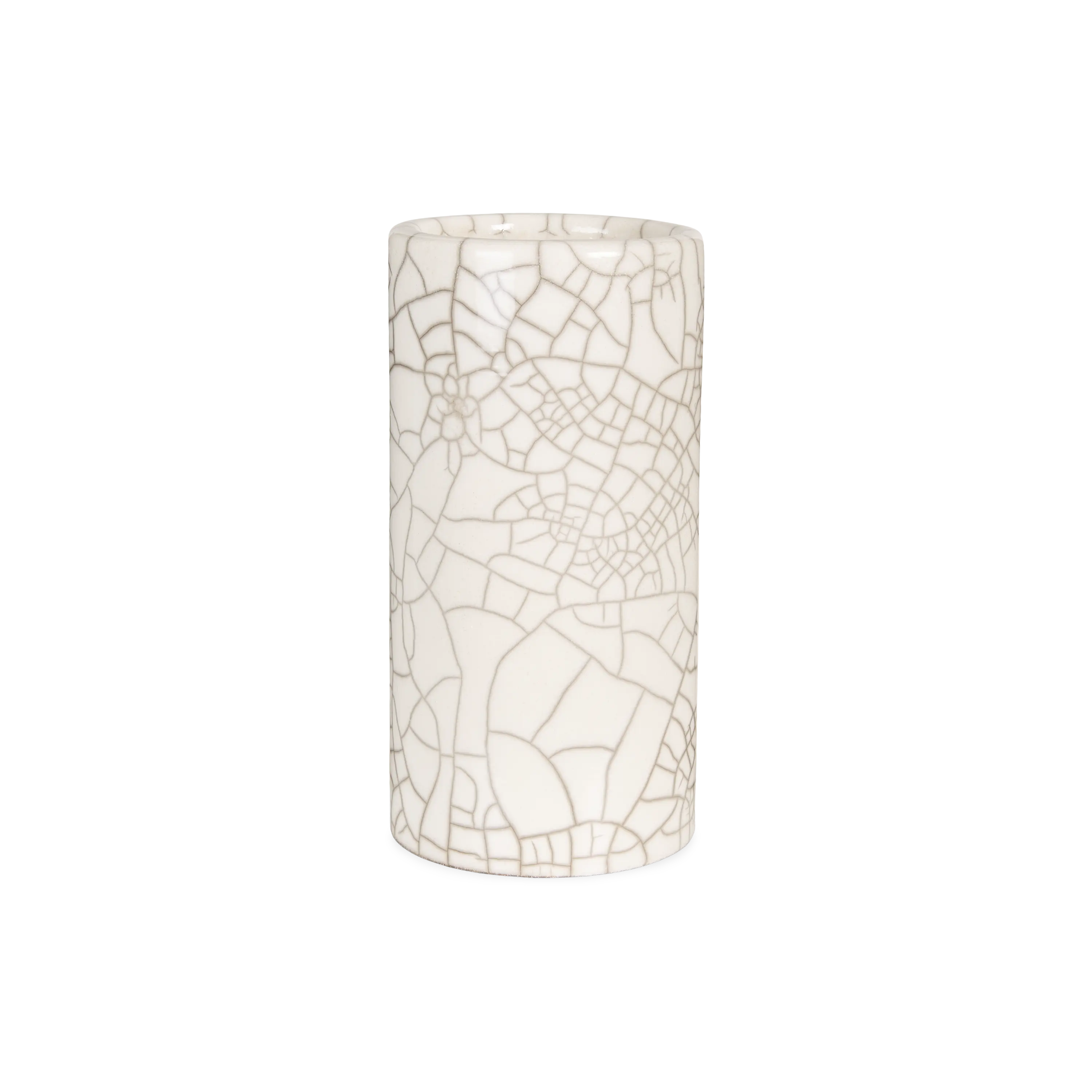 Handmade Crackle Glass Cylinder Vase - Modern Home Decor for Centerpieces, Wedding Decorations & Living Room Accents