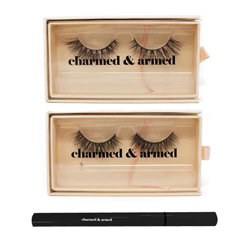 Premium 3D Faux Mink Eyelashes Set - 2 Pairs (2 Styles) with Long-Lasting Lash Adhesive | Natural & Dramatic Look | Perfect for Parties, Weddings & Special Occasions