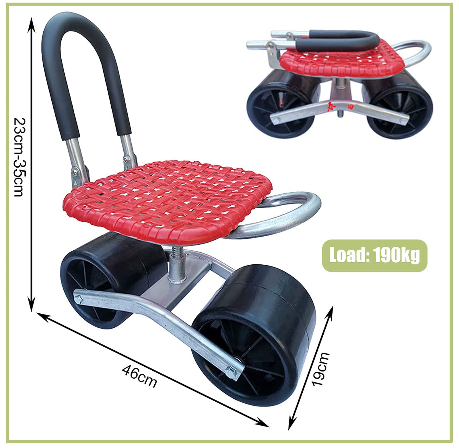 Mobile Garden Stool with Wheels - 360° Rotating & Height Adjustable Rolling Gardening Seat, Portable Garden Cart with Umbrella Stand | Perfect for Outdoor Planting, Weeding & Yard Work