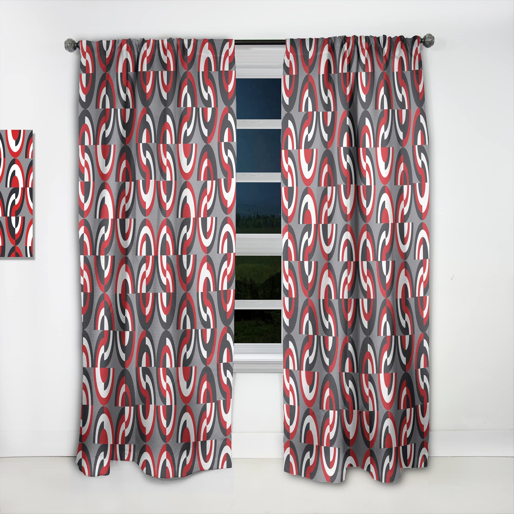 DesignQ Retro Geometric Circle Pattern Thermal Insulated Curtains - Single Panel 52x84 - Blackout Drapes for Bedroom & Living Room - Perfect for Home Decor, Privacy & Energy Efficiency