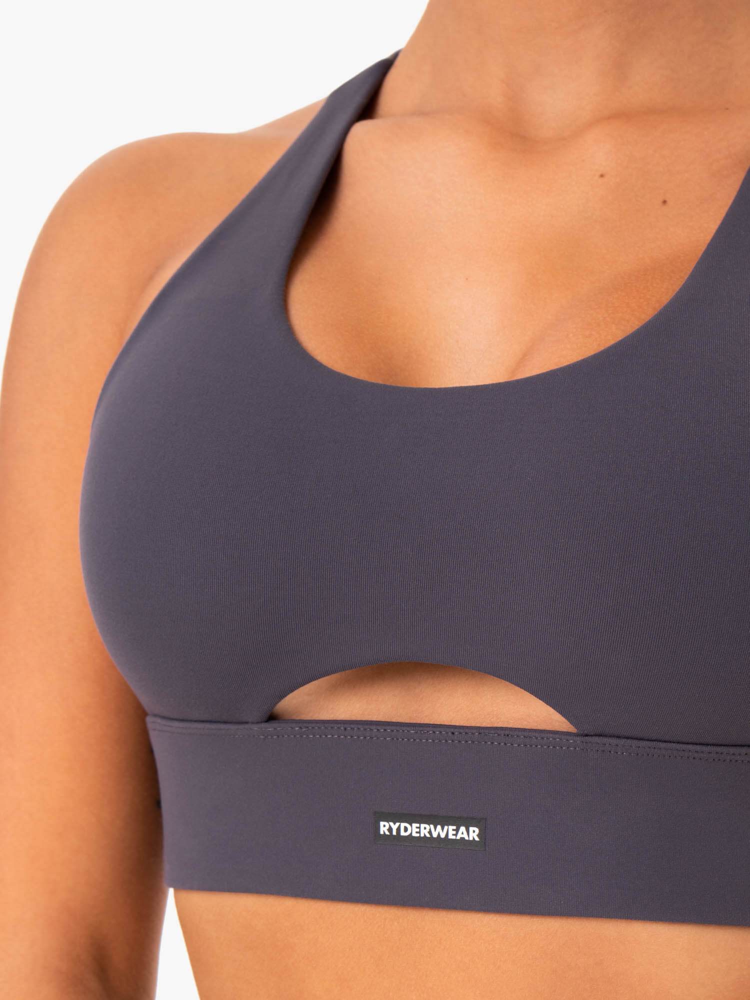 High-Performance Racerback Sports Bra for Women - Breathable Workout Top in Charcoal Grey | Ideal for Running, Yoga & Gym Training