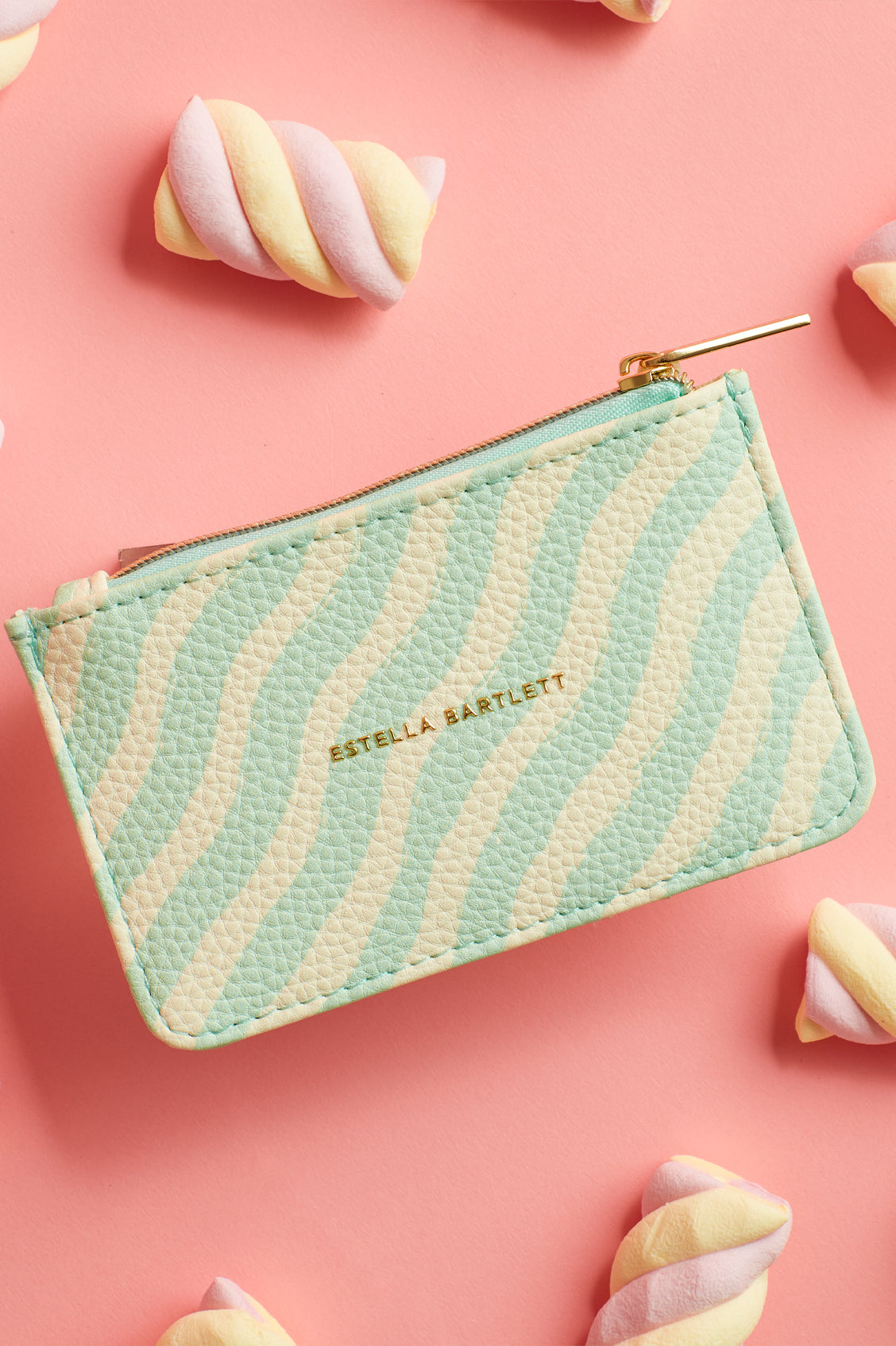 Mint Green Wiggle Print Card Holder Wallet - Perfect for Organizing Credit Cards, IDs & Cash | Stylish & Compact for Everyday Use, Travel & Shopping