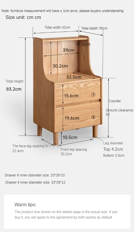 Solid Oak Wood Nightstand - Modern Bedside Table with Drawer for Bedroom, Living Room, or Guest Room - Durable & Stylish Furniture for Home Decor