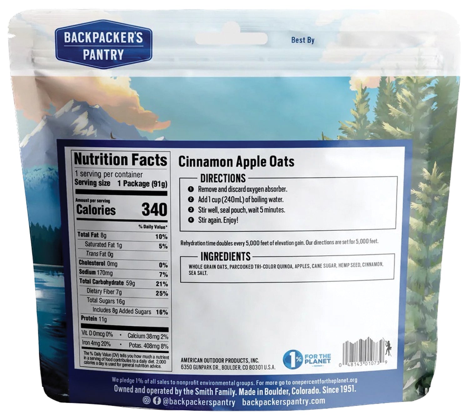 Backpackers Pantry Organic Vegan Cinnamon Apple Oats - 1 Pack Lightweight Camping & Hiking Meals for Outdoor Adventures
