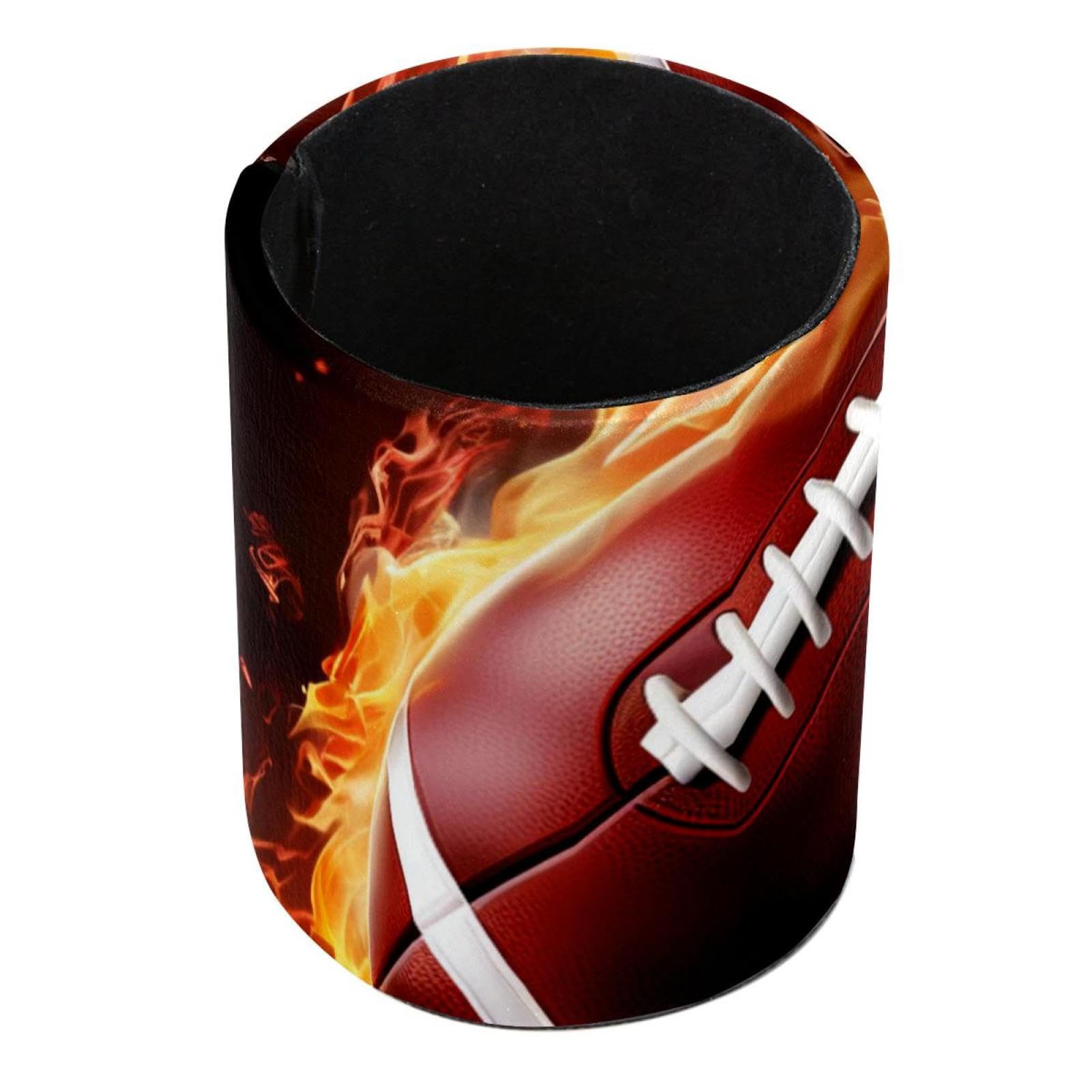 Desk Pen Holder & Pencil Organizer - American Football & Fire Design Office Supplies for Home, School, and Workplace Organization