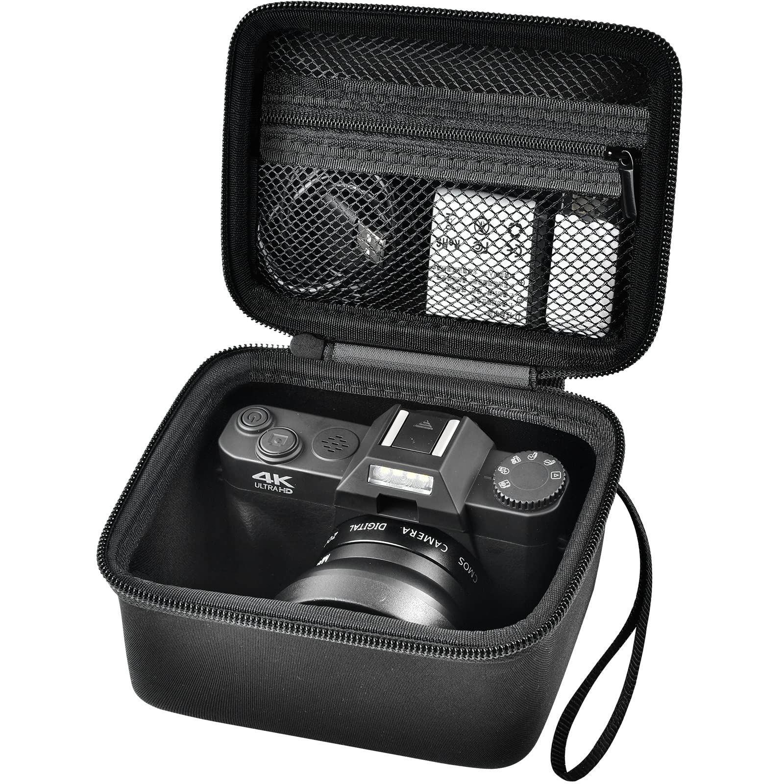 Durable Vlogging Camera Case Compatible with Duluvulu, TEBNGIHNM, zheozeig & Oiadek 4K Digital Cameras - Protective Storage Box for YouTube Vloggers (Fits Lens, Cables & Accessories) - Perfect for Travel, Outdoor Shooting & Content Creation