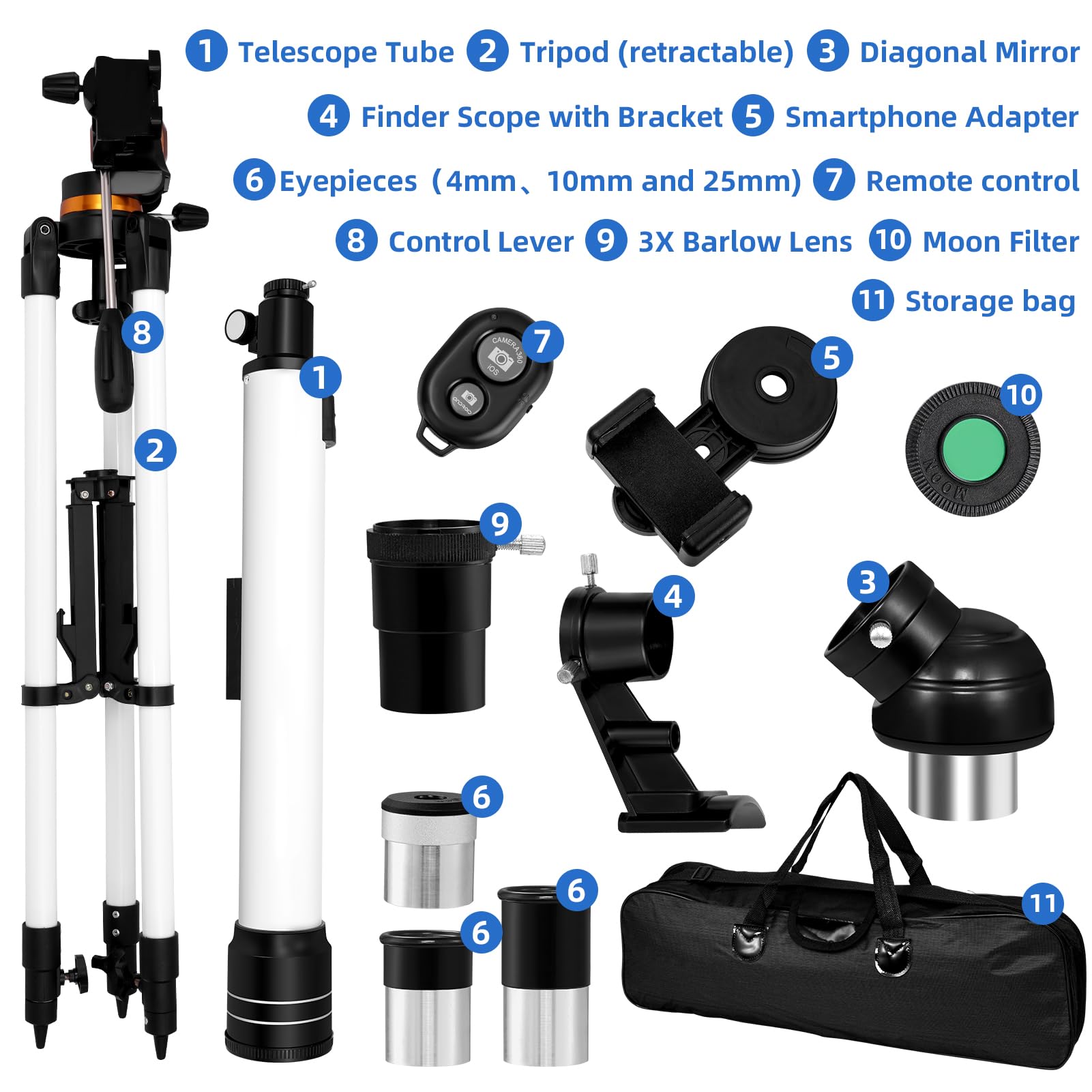 Premium Sararoom Telescope for Adults & Kids - 70mm Aperture 700mm Refractor Astronomy Telescope with Tripod, Phone Adapter & Wireless Remote - Ideal for Stargazing, Moon Watching & Outdoor Travel Adventures