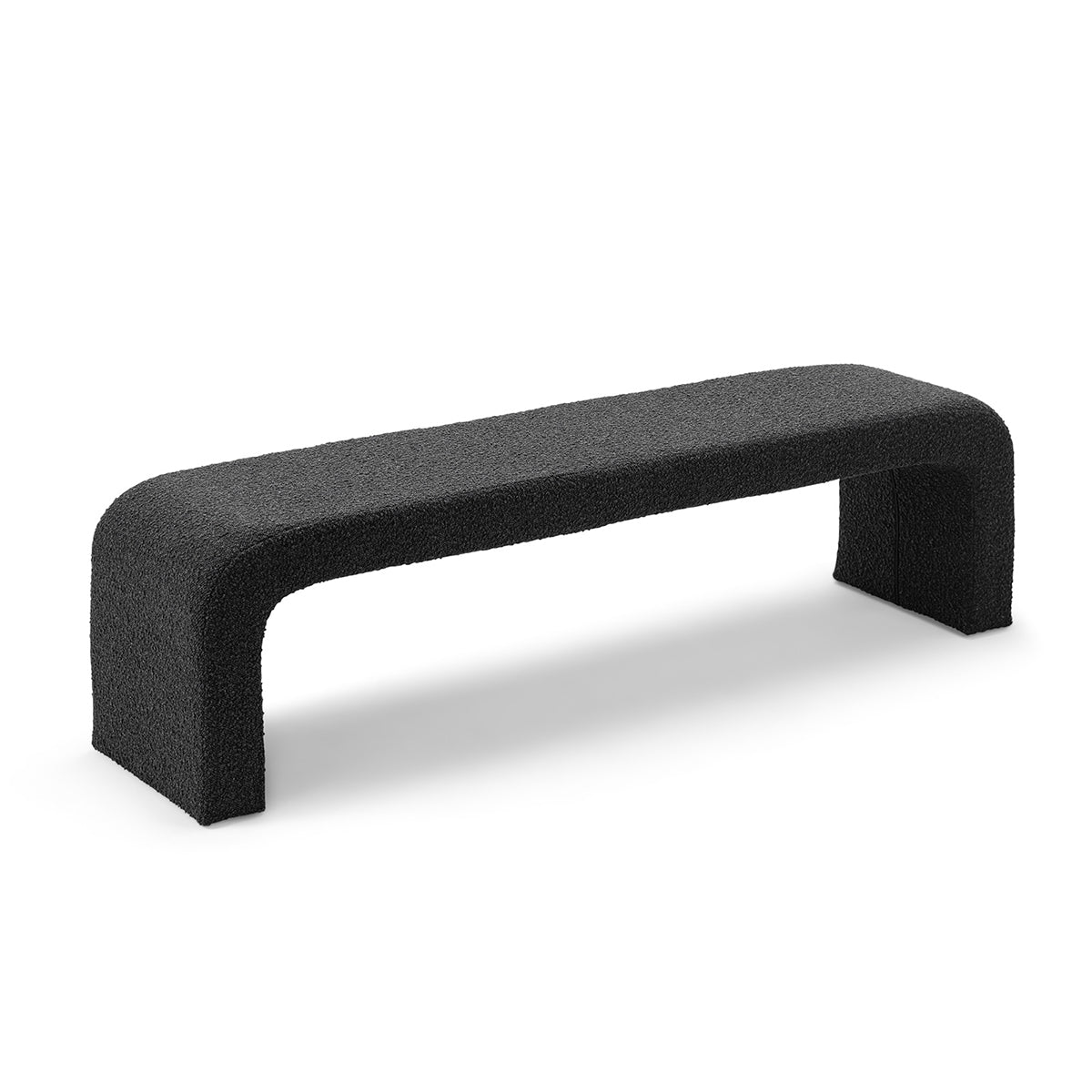 Camille Boucle Arch Bench - Modern Upholstered Accent Bench with Curved Design for Living Room, Bedroom, or Entryway