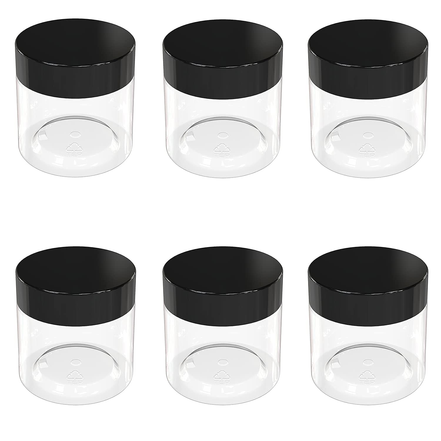 Premium 50g Black Transparent Acrylic Cosmetic Containers for Creams, Lip Balm, Body Butter & Essential Oils - 6-Pack Set | Ideal for Makeup Storage, Travel Organizers & DIY Beauty Products