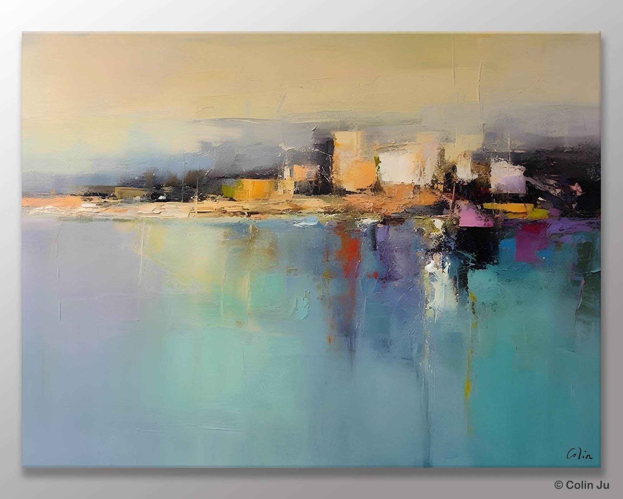 Abstract Landscape Paintings - Handmade Palette Knife Canvas Art - Extra Large Wall Decor for Dining Room - Original Modern Artwork for Home & Office Decor | Perfect for Living Room, Bedroom, or Office Spaces