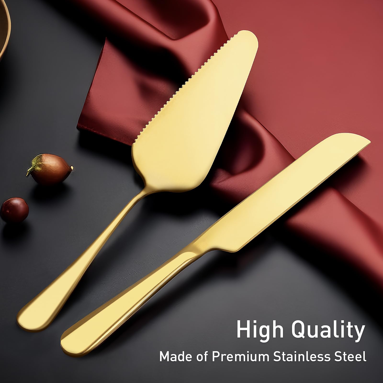 2Pcs Premium Wedding Cake Knife and Server Set - 10.63