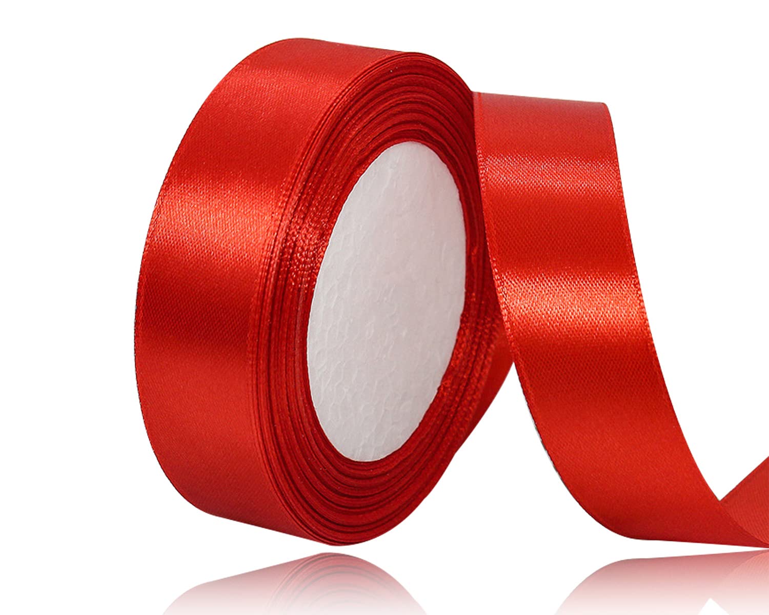 1 Inch x 25 Yards Red Satin Wired Ribbon - Premium Gift Wrapping, Wedding Invitations, Floral Bouquets & Party Decorations | Perfect for DIY Crafts, Bridal Showers & Holiday Gift Packaging