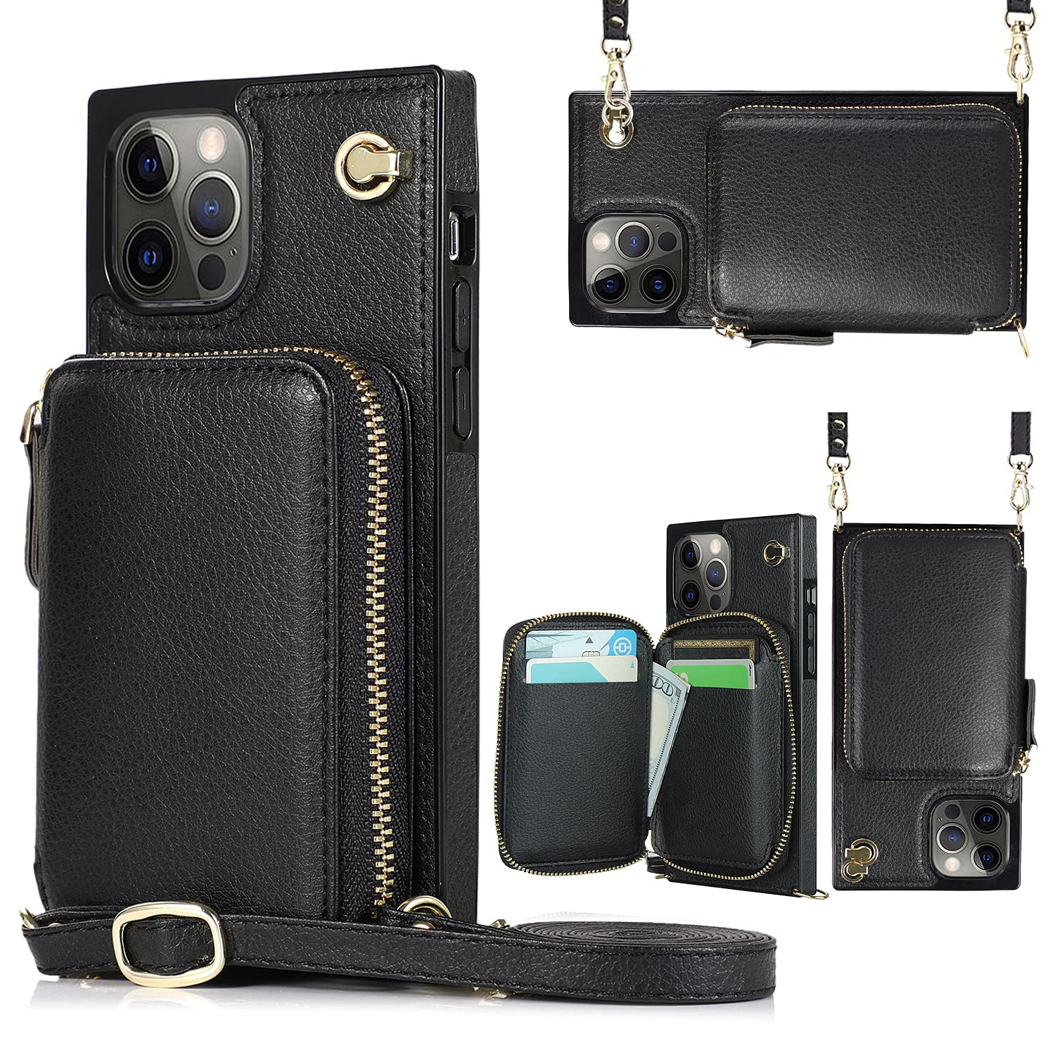 Premium Leather Crossbody Wallet Phone Case for iPhone 12 & 12 Pro (6.1