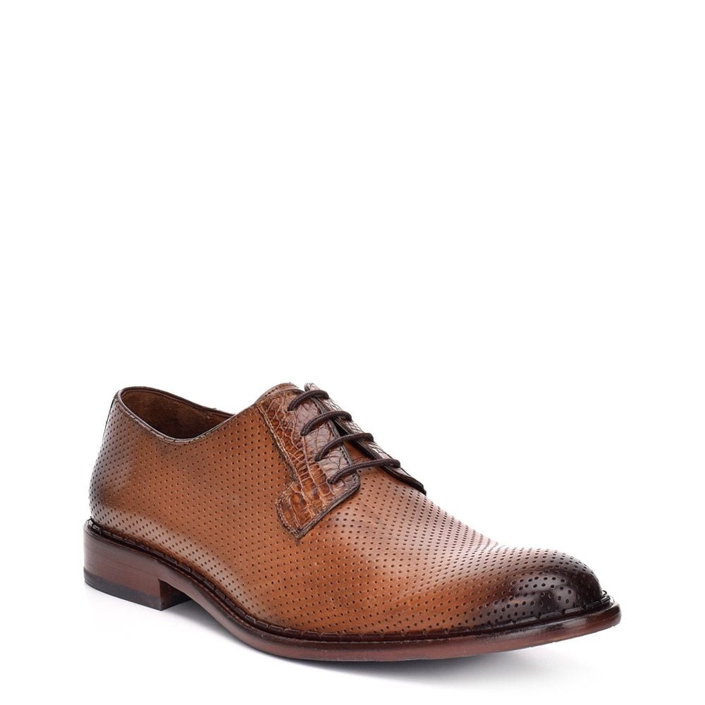 Cuadra Men's Tobacco Casual Perforated Leather Derby Shoes - Breathable & Stylish Footwear for Business Casual & Everyday Wear