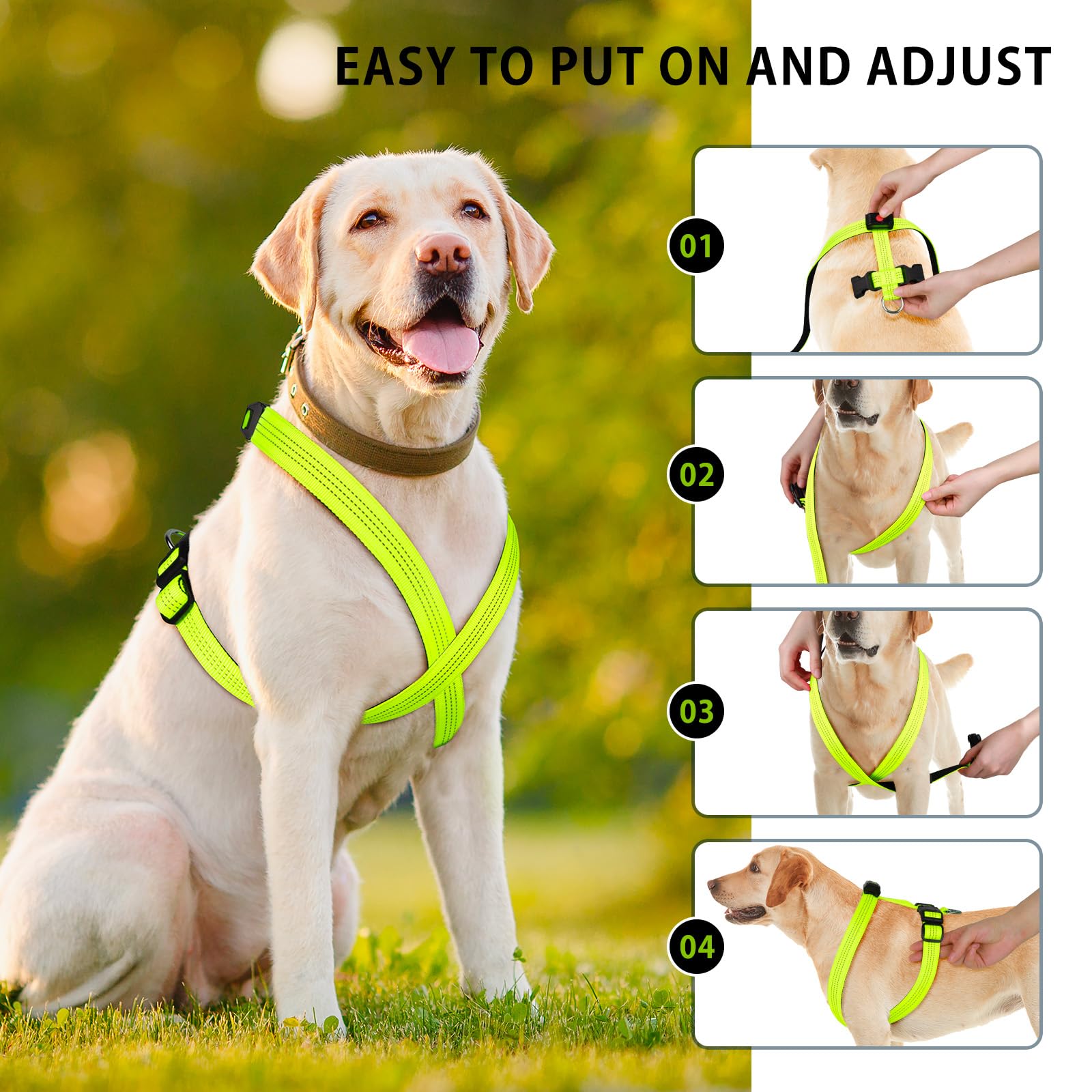 Rechargeable LED Dog Harness with Reflective Strips - Adjustable Glowing Dog Vest for Small Medium Large Dogs - Perfect for Night Walking, Jogging & Outdoor Safety