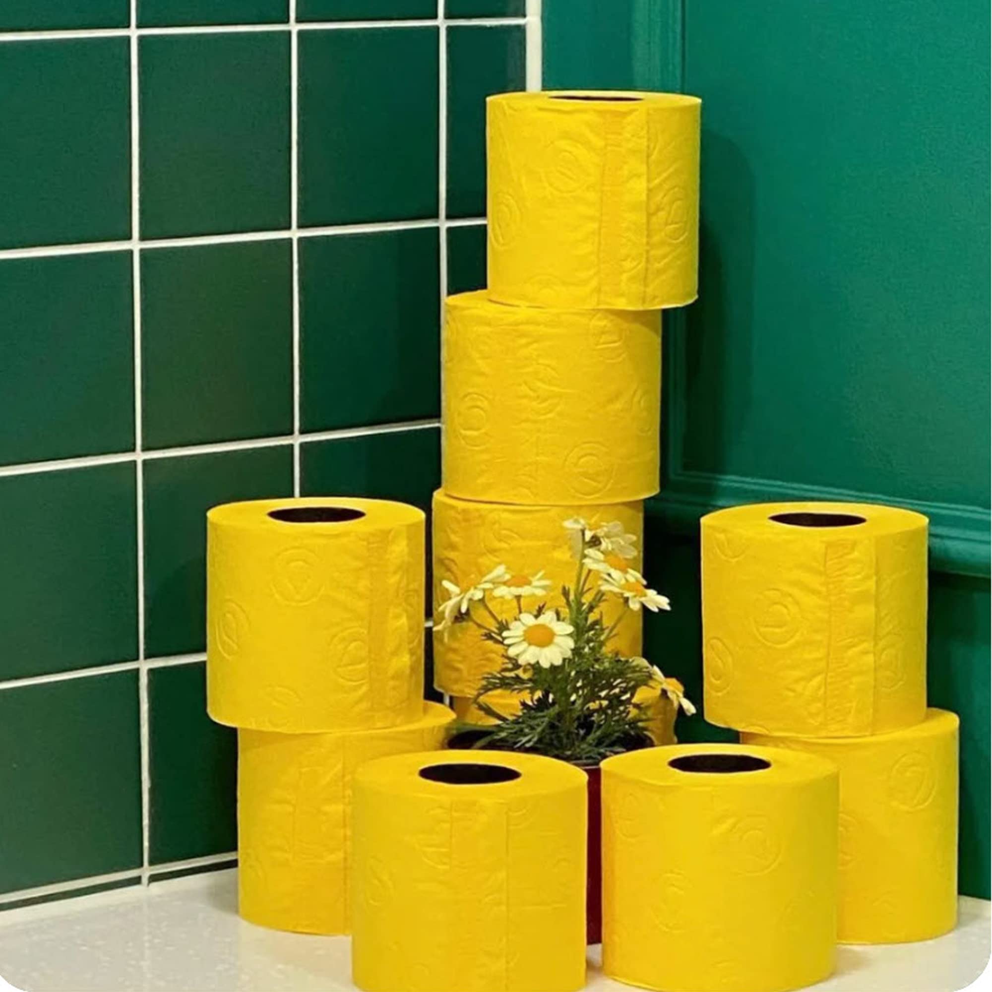 Renova Premium Crystal Yellow Toilet Paper - 2 Rolls Pack (2 Rolls Total) - Ultra Soft & Absorbent for Luxury Bathrooms & Guest Suites
