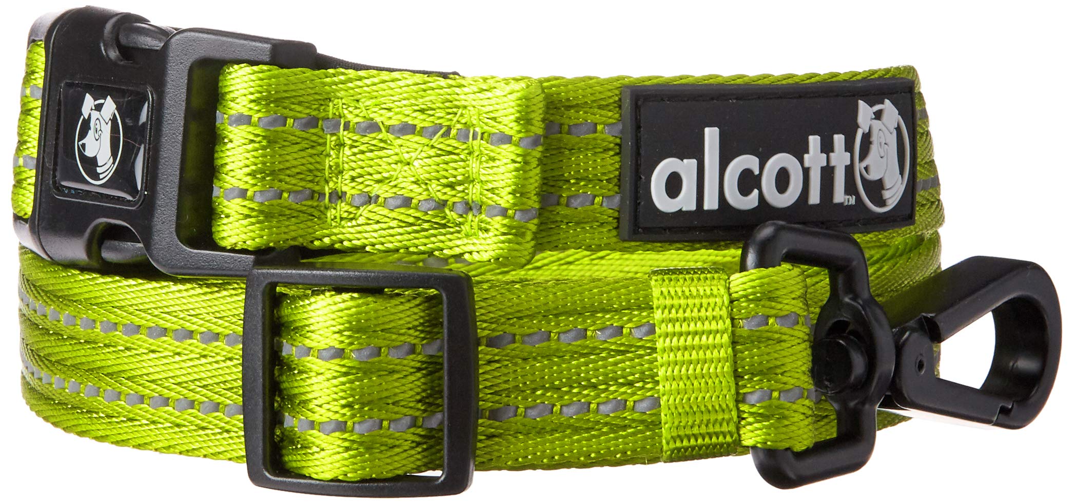 Alcott Weekender Dog Leash - Reflective Stitching & Neoprene Padded Handle, Adjustable 3-5 Feet, Green - Perfect for Walking, Jogging & Nighttime Safety with Pets