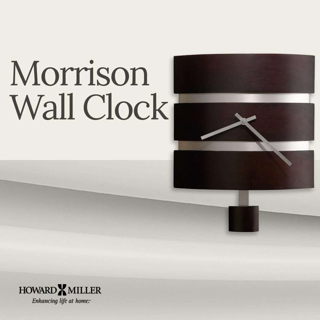 Howard Miller Morrison 18 Inch Wall Clock - Modern Rectangular Design with Silent Quartz Movement for Home, Office & Living Room Decor