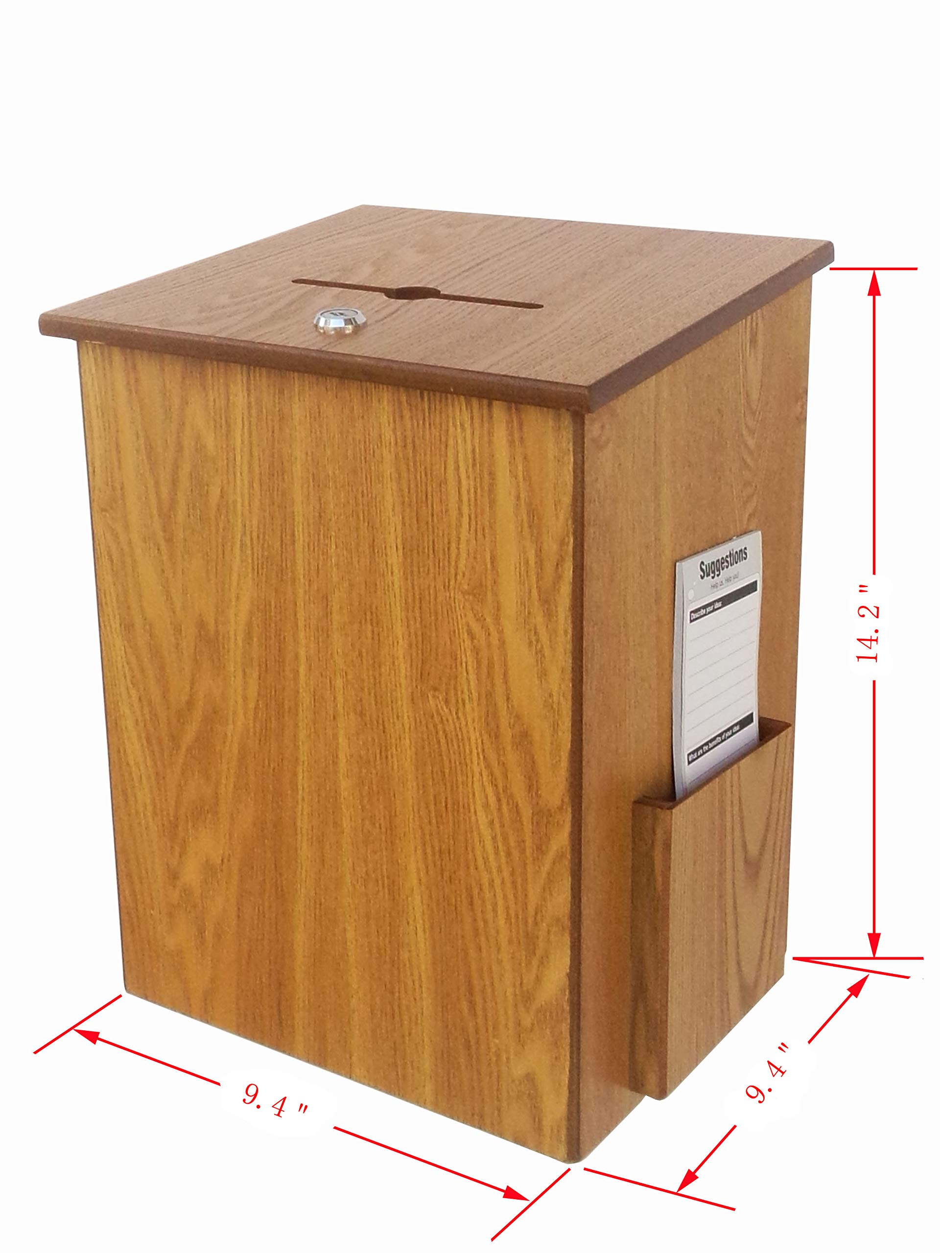 FixtureDisplays® Wooden Donation Box - Church Offering Box, Tithing Box, Suggestion Box & Feedback Ballot Box - 9.5