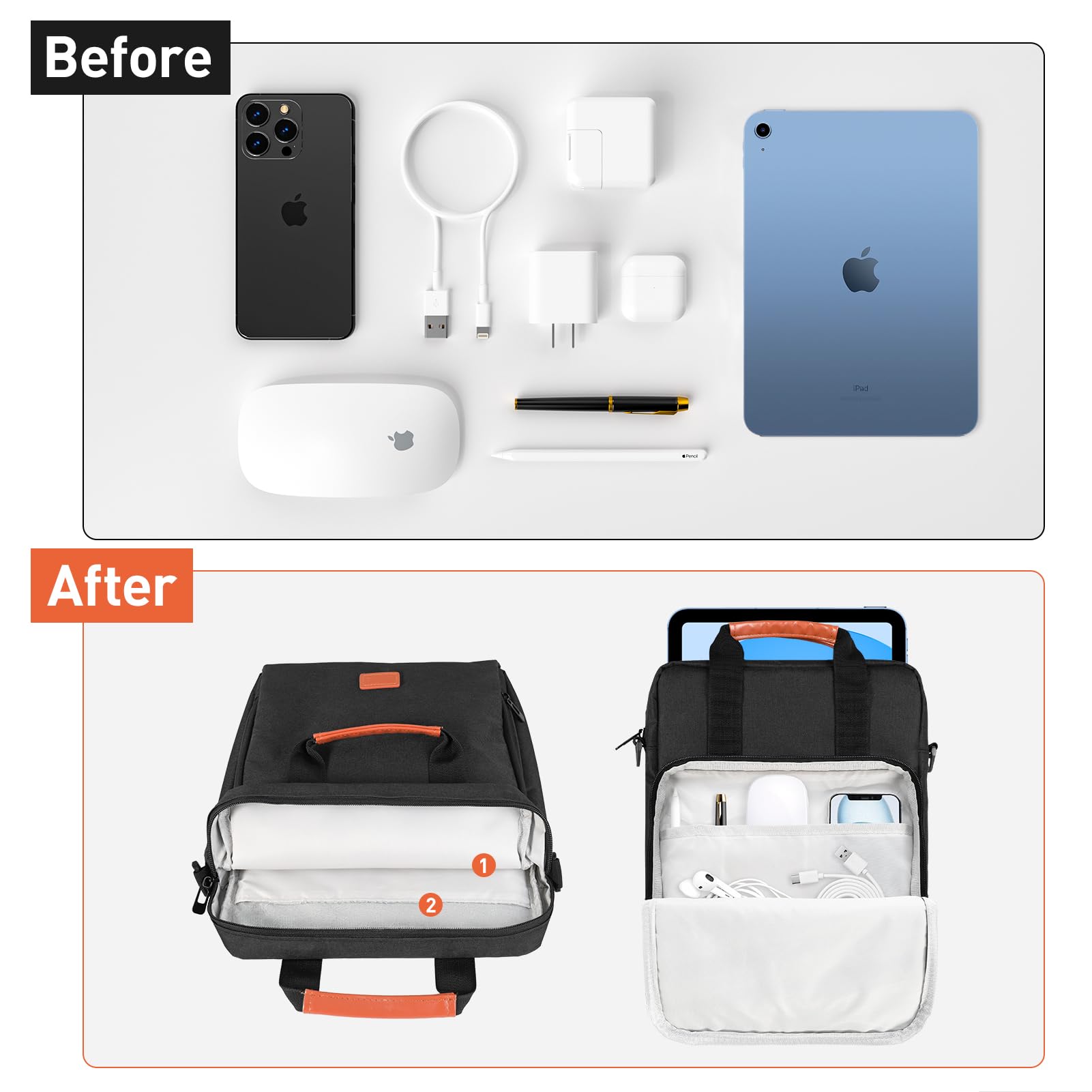 DTTO 9-11 Inch Tablet Sleeve Bag with Adjustable Shoulder Strap & Dual Handles - Compatible with iPad 11-inch A16/Air M3/M2, iPad 10/9/8/7th Gen, iPad Air 5/4 10.9